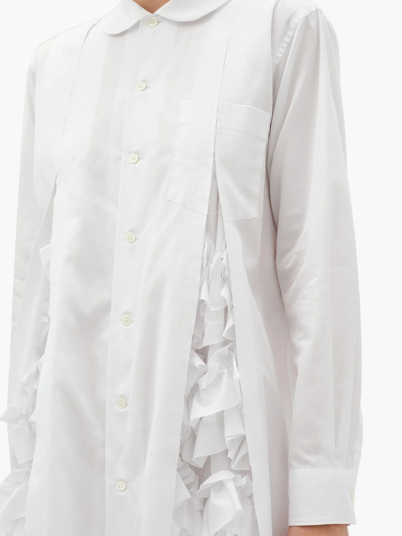 Ruffled-pleats cotton-poplin shirt dress - 4