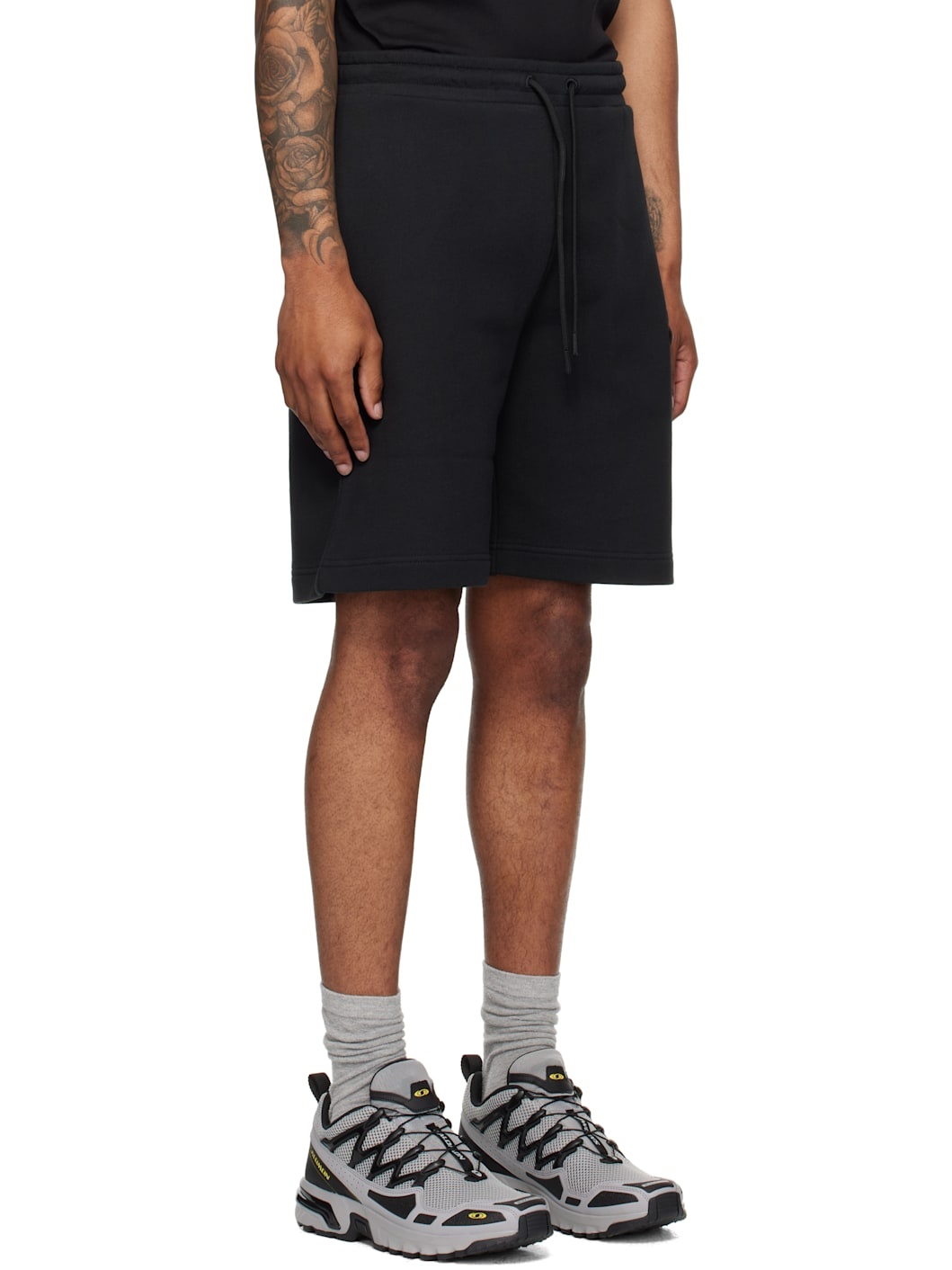 Black Logo Patch Cotton Shorts - 2