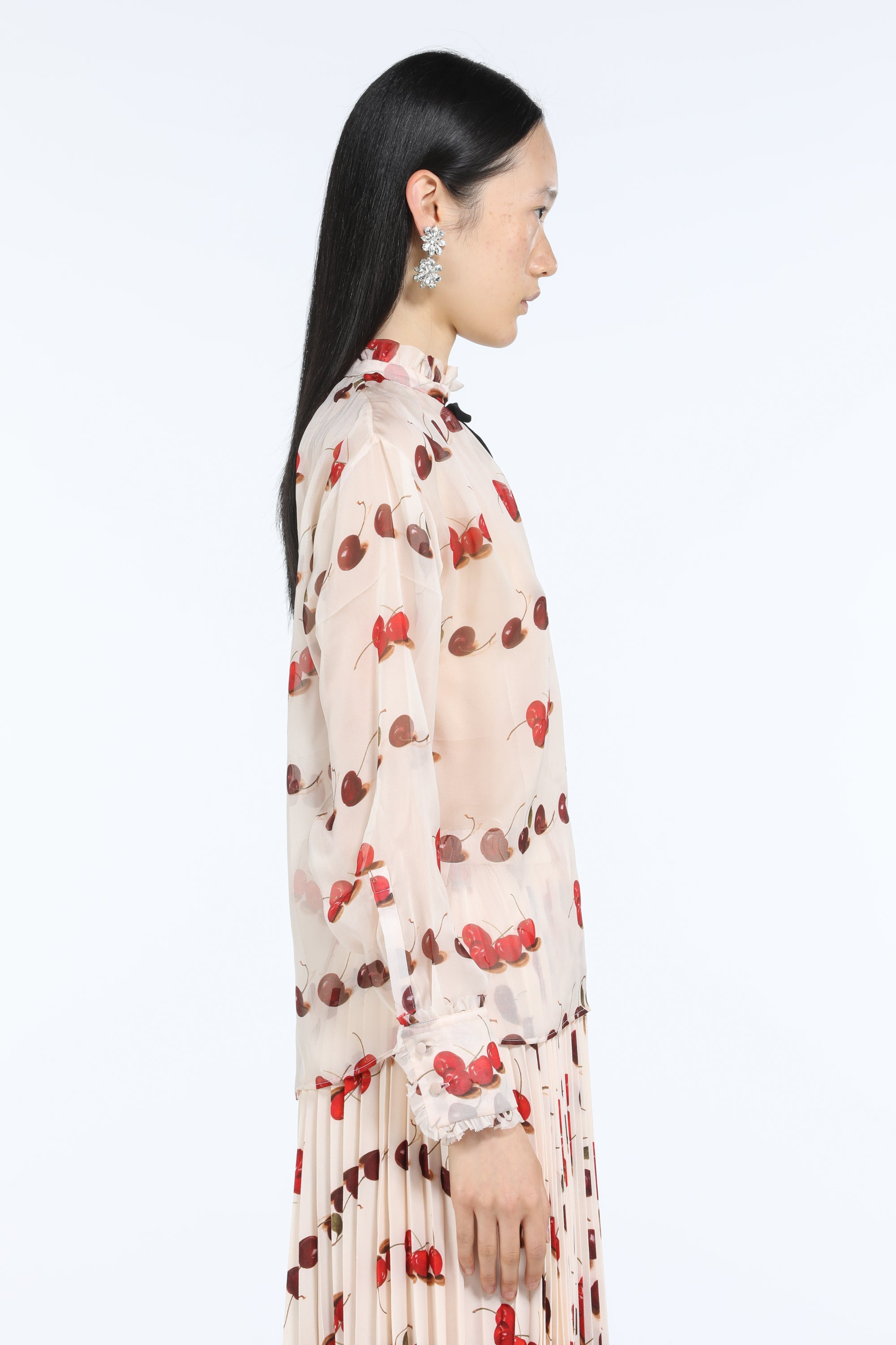 CHERRY-PRINT SILK BLOUSE - 3