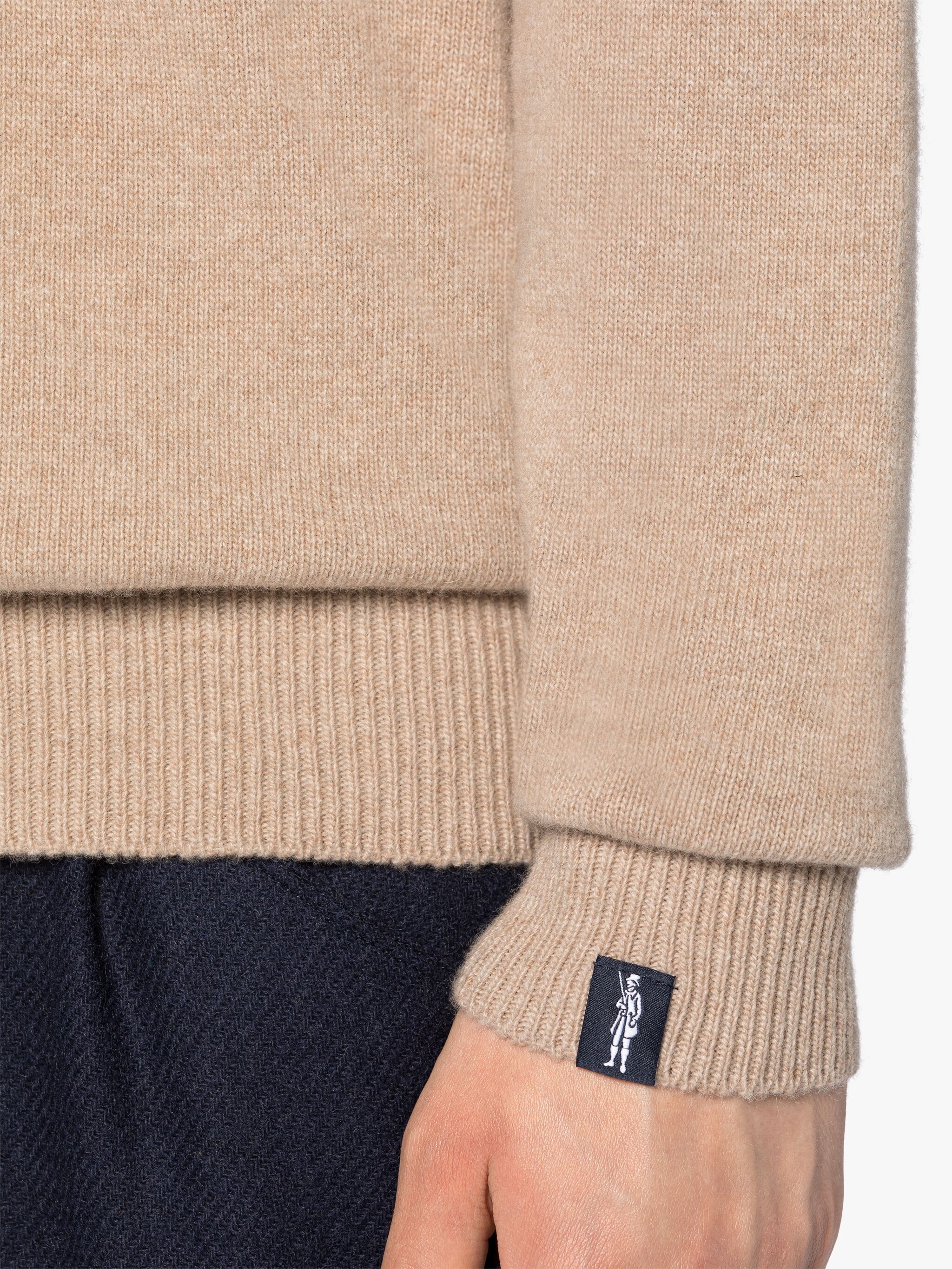 BEIGE MERINO WOOL & CASHMERE LOGO CREWNECK SWEATER - 6