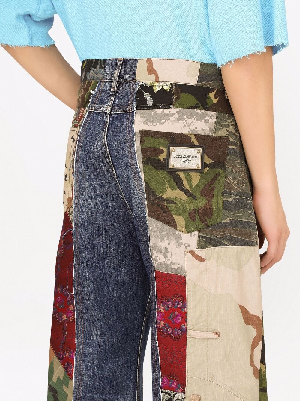 wide leg patchwork jeans - 5