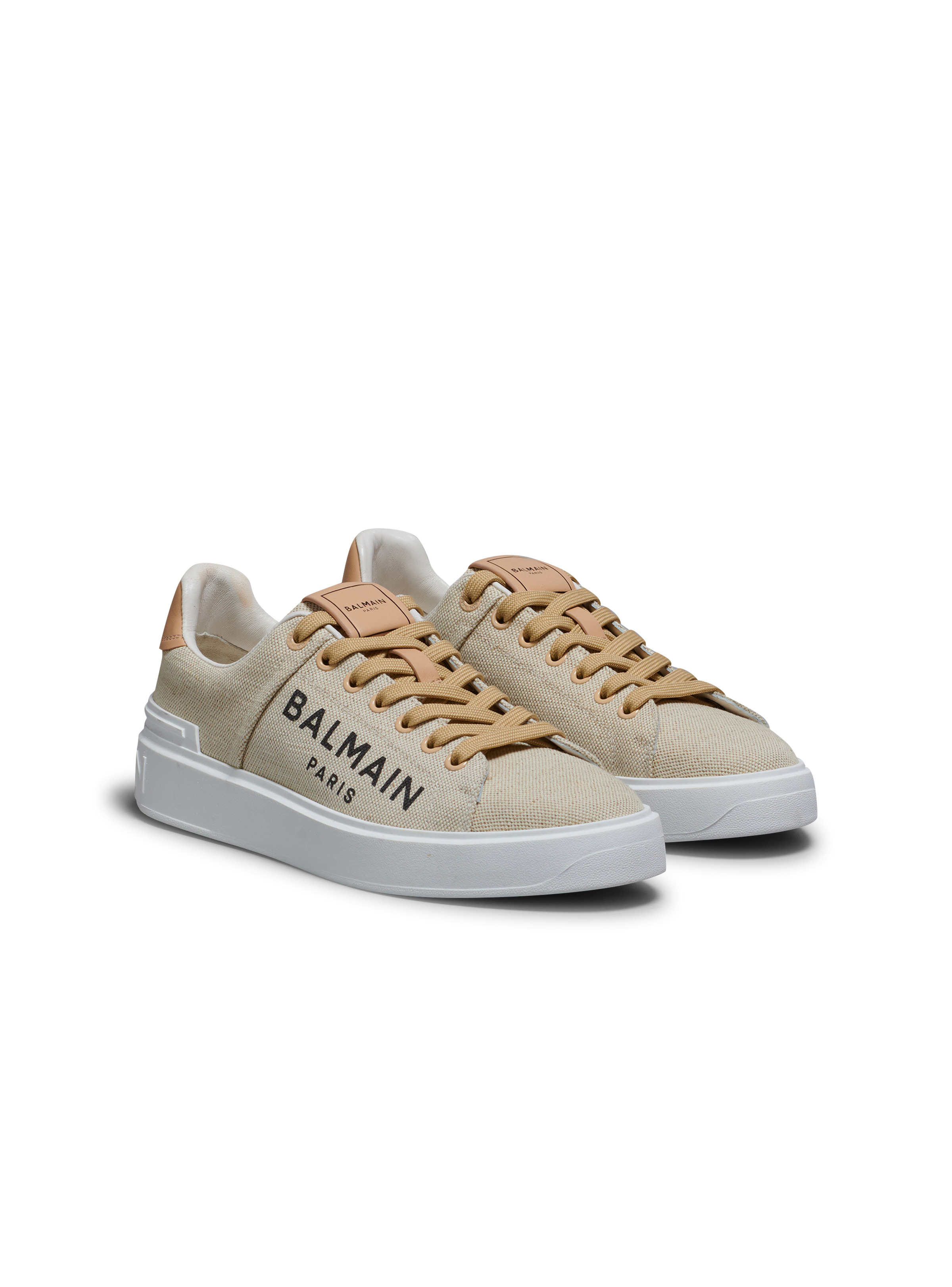 Balmain logo print canvas B-Court sneakers - 2