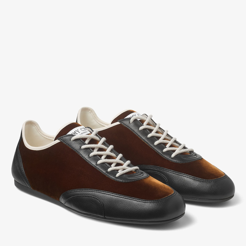 Sunny M Bronze Mix Leather and Velvet Low Top Trainers 2