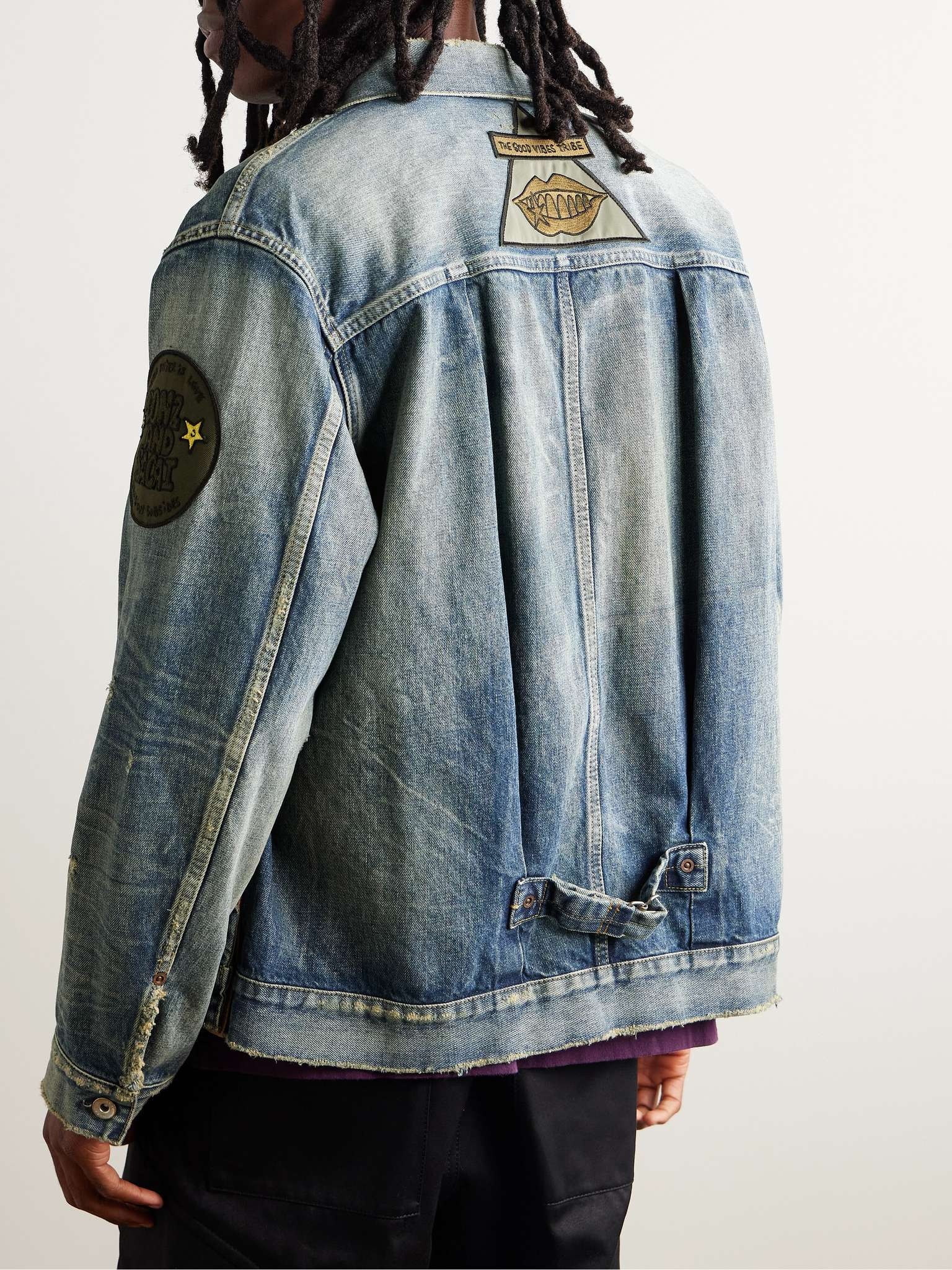 + Gonz Appliquéd Distressed Denim Jacket - 4