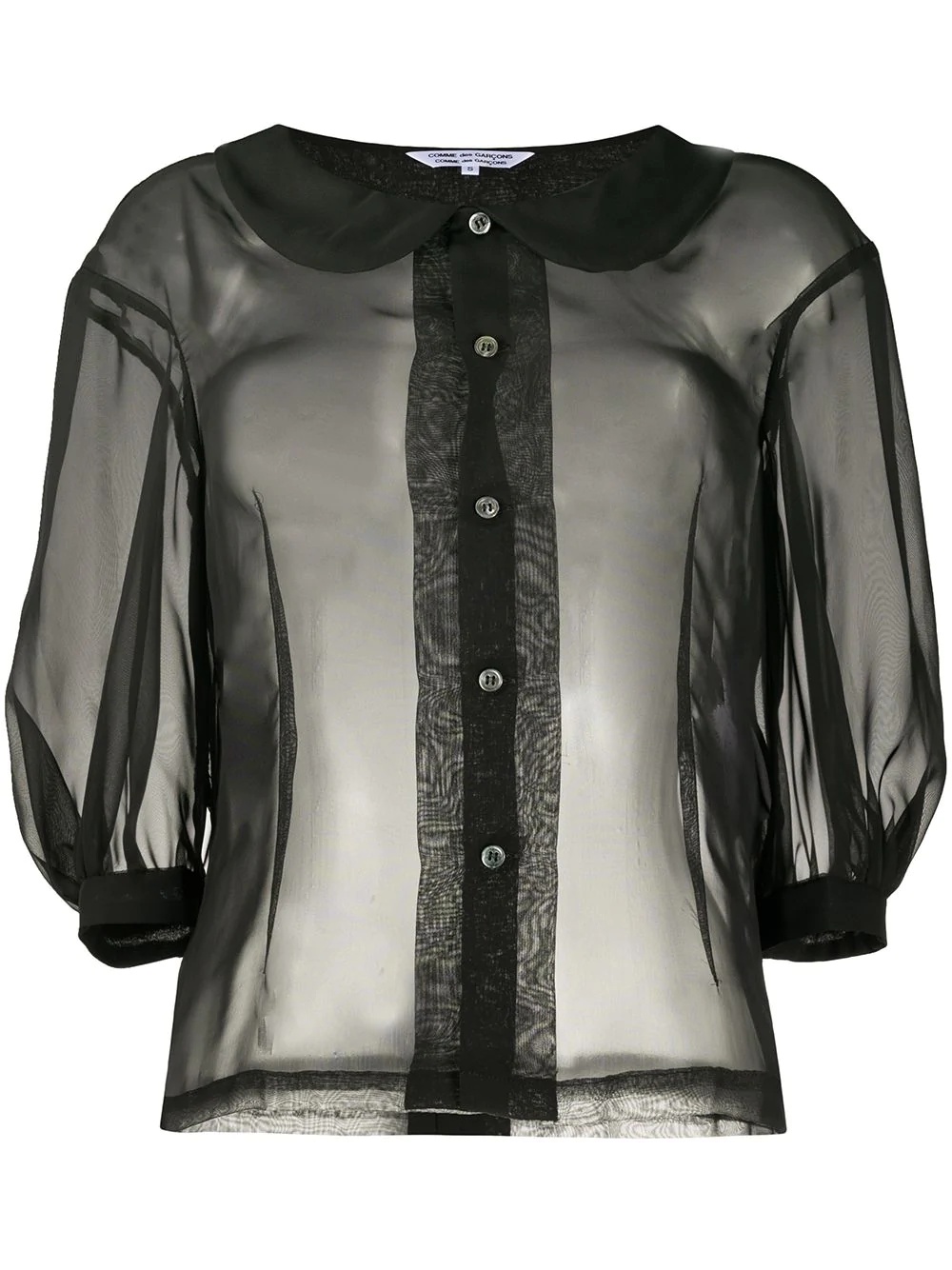 sheer 3/4 sleeves shirt0 - 1