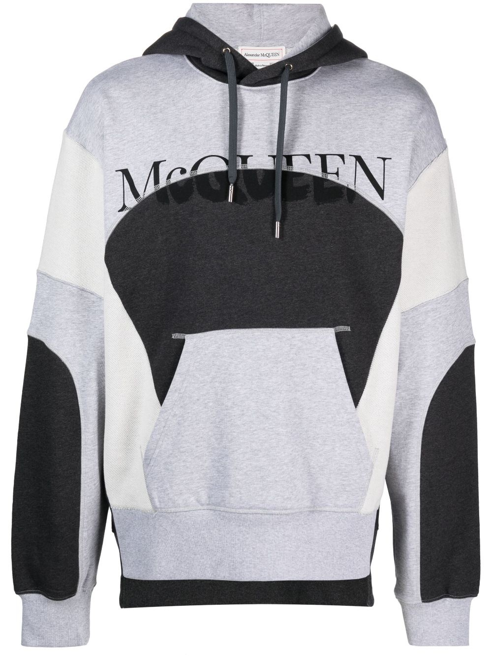 logo-print panelled hoodie - 1