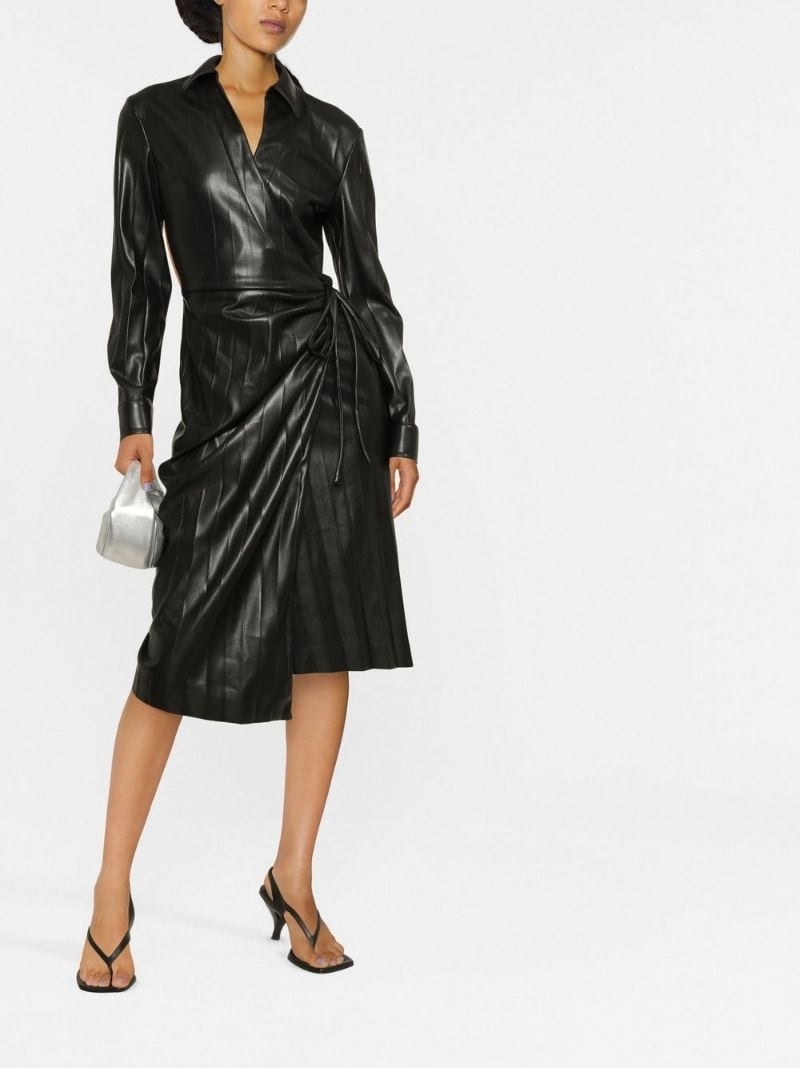 faux-leather pleated dress - 2