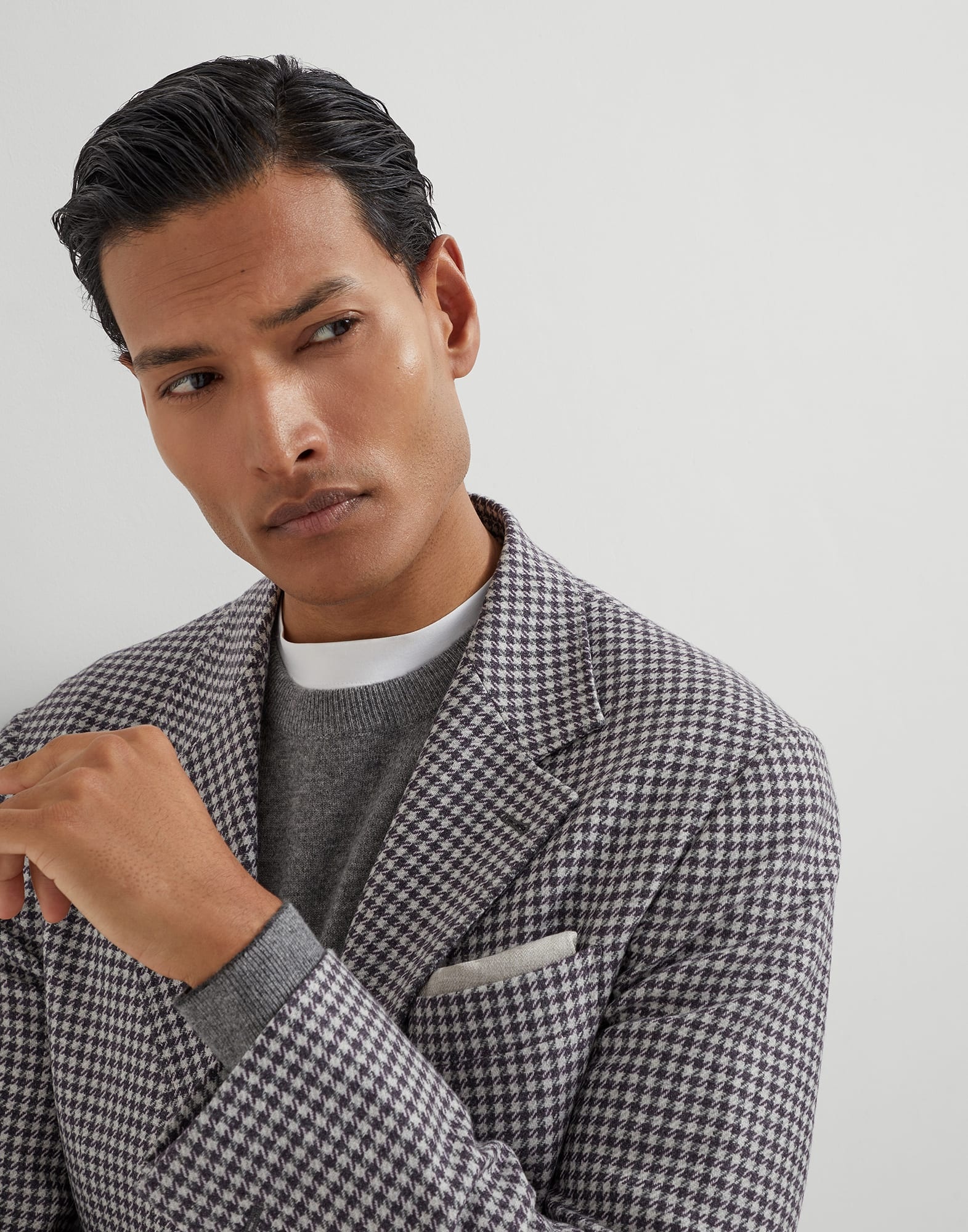 Wool, cashmere and silk houndstooth deconstructed blazer - 3