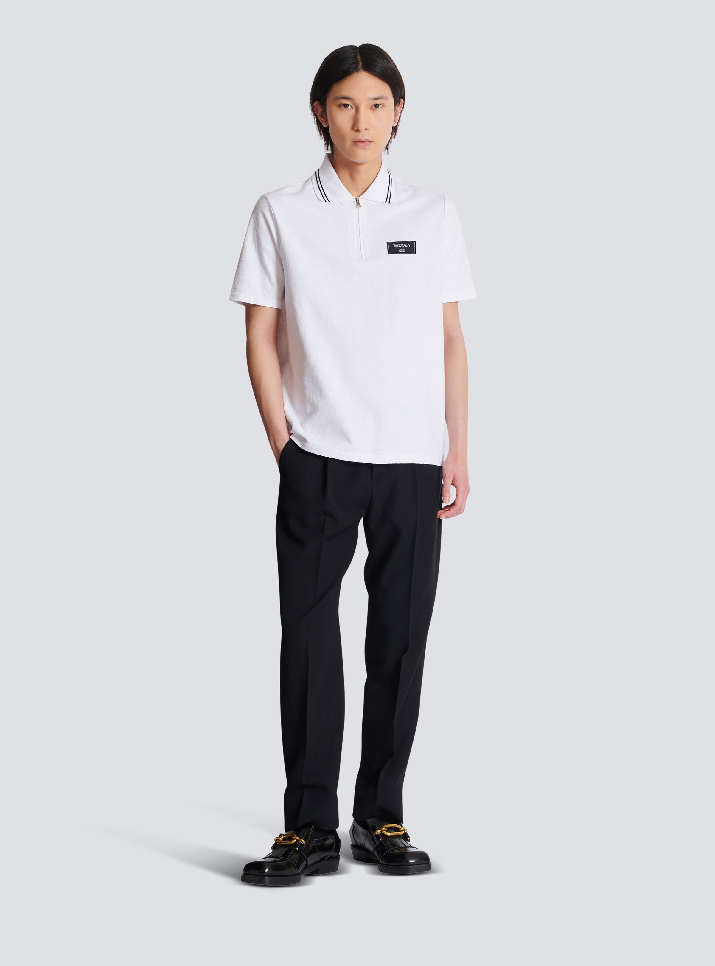 Monogrammed polo shirt with Balmain Couture label - 2