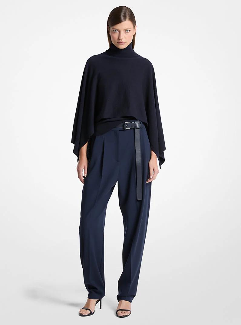 Draped Cashmere Turtleneck Caftan Top - 1