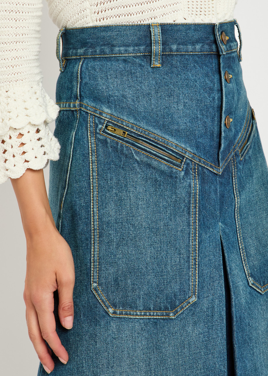Chloe Panelled Denim Midi Skirt - 5