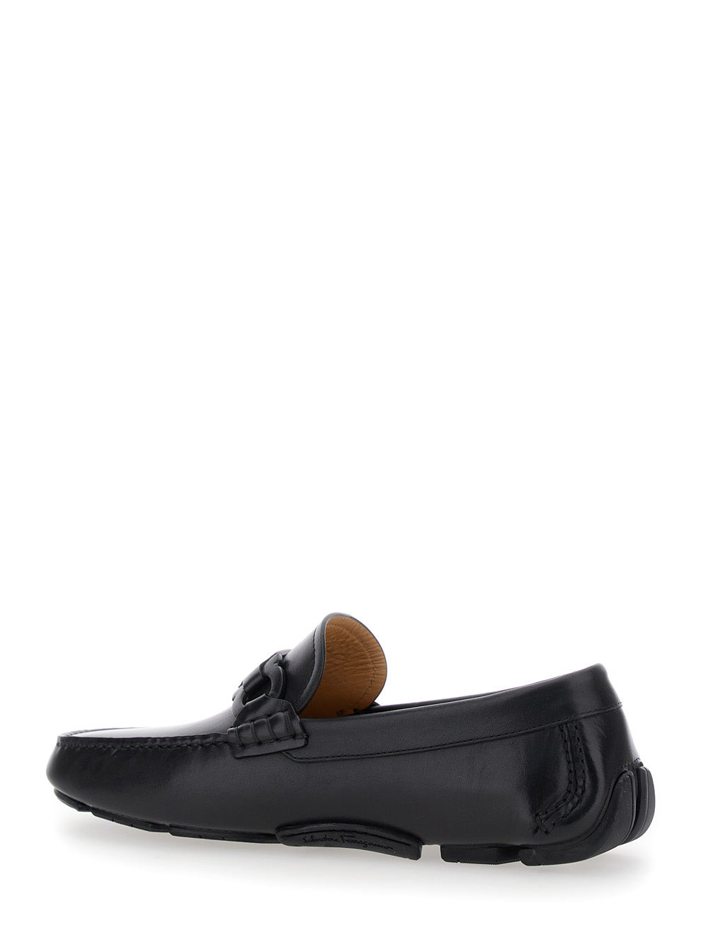 Ferragamo Men Black Loafers With Ganicini Plaque On The Front In Leather Man - 3
