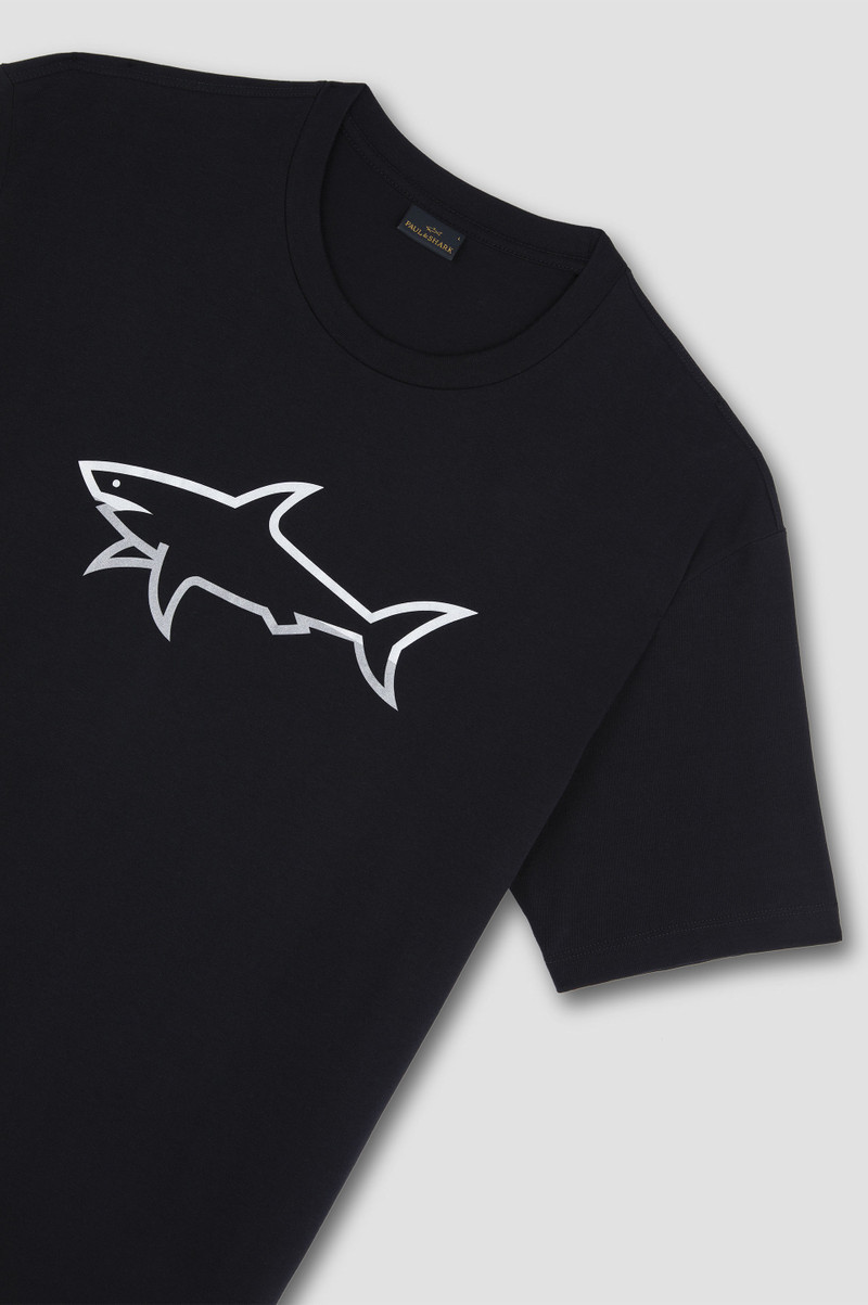 T-SHIRT IN COTTON JERSEY WITH REFLECTIVE SHARK PRINT 5