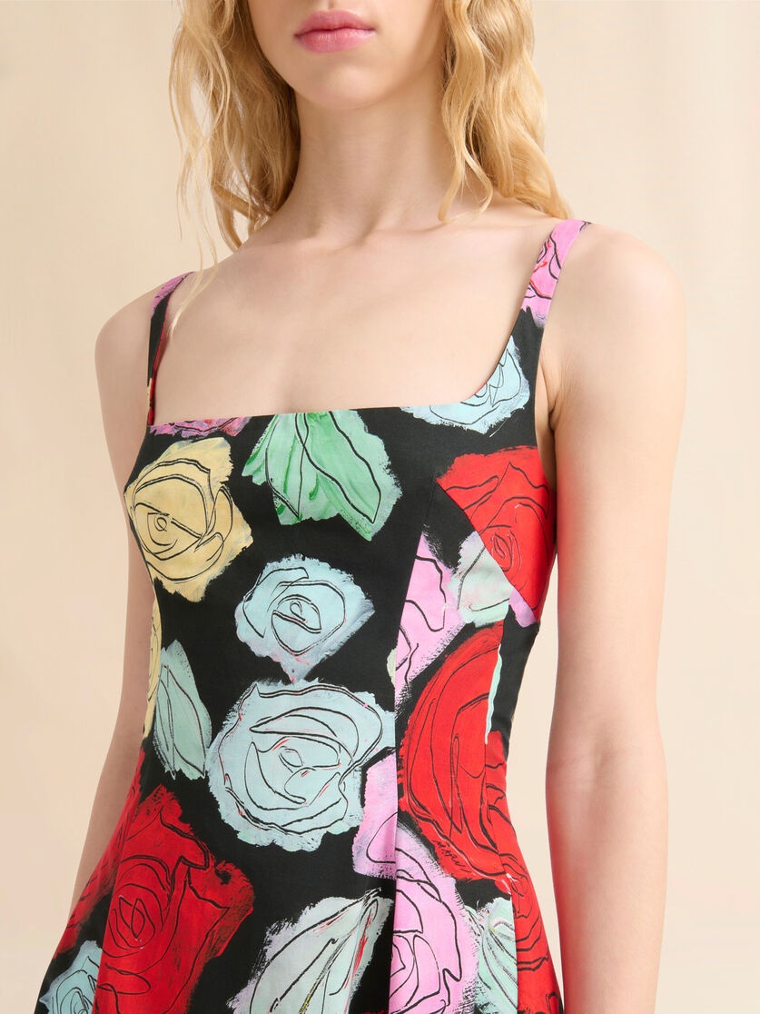 BLACK POPLIN BALLOON DRESS WITH ORION PRINT - 4