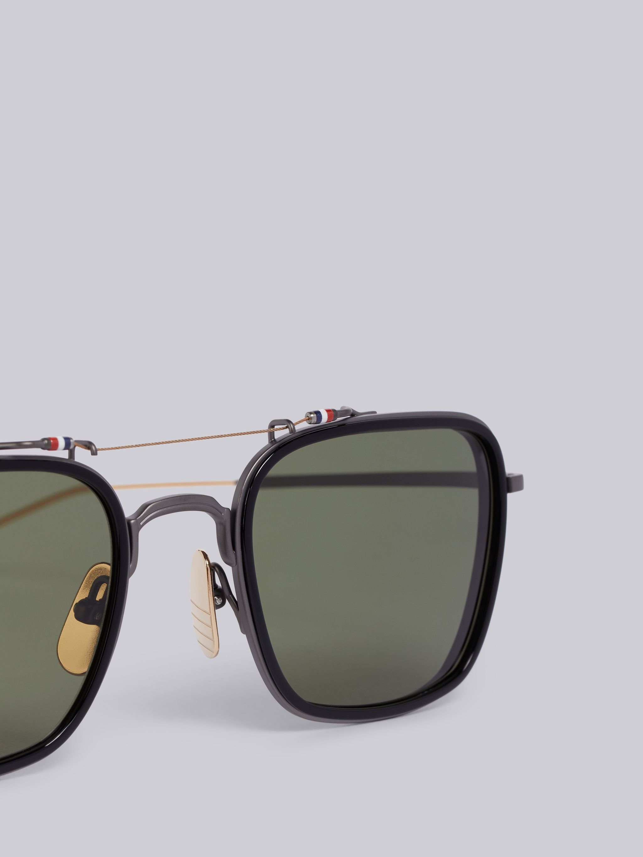 TB816 - Black Rectangular Aviator Sunglasses - 2