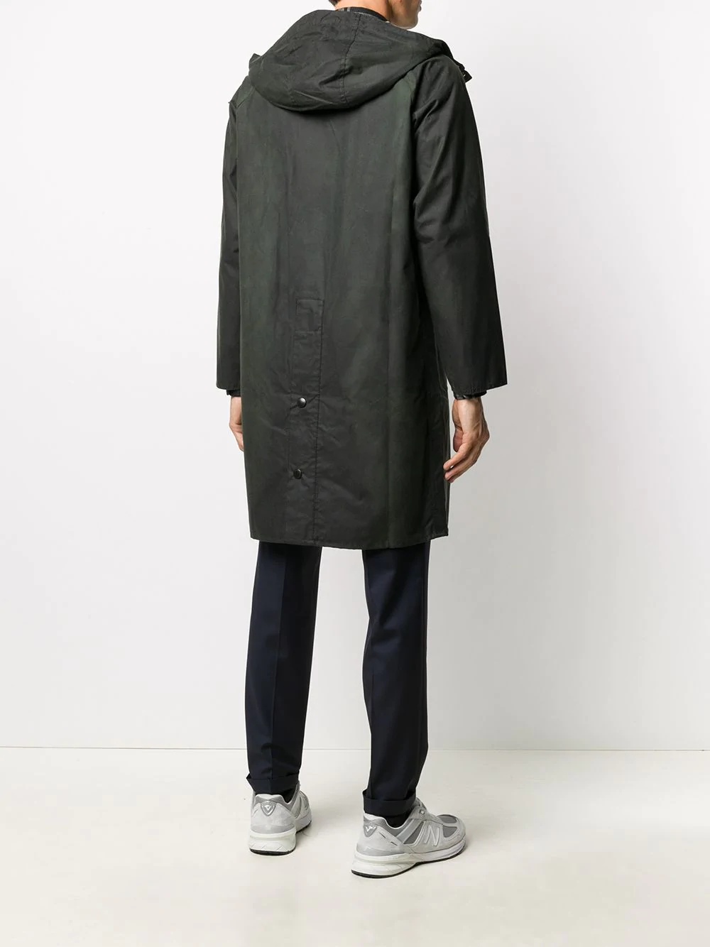 check lined hooded coat - 4