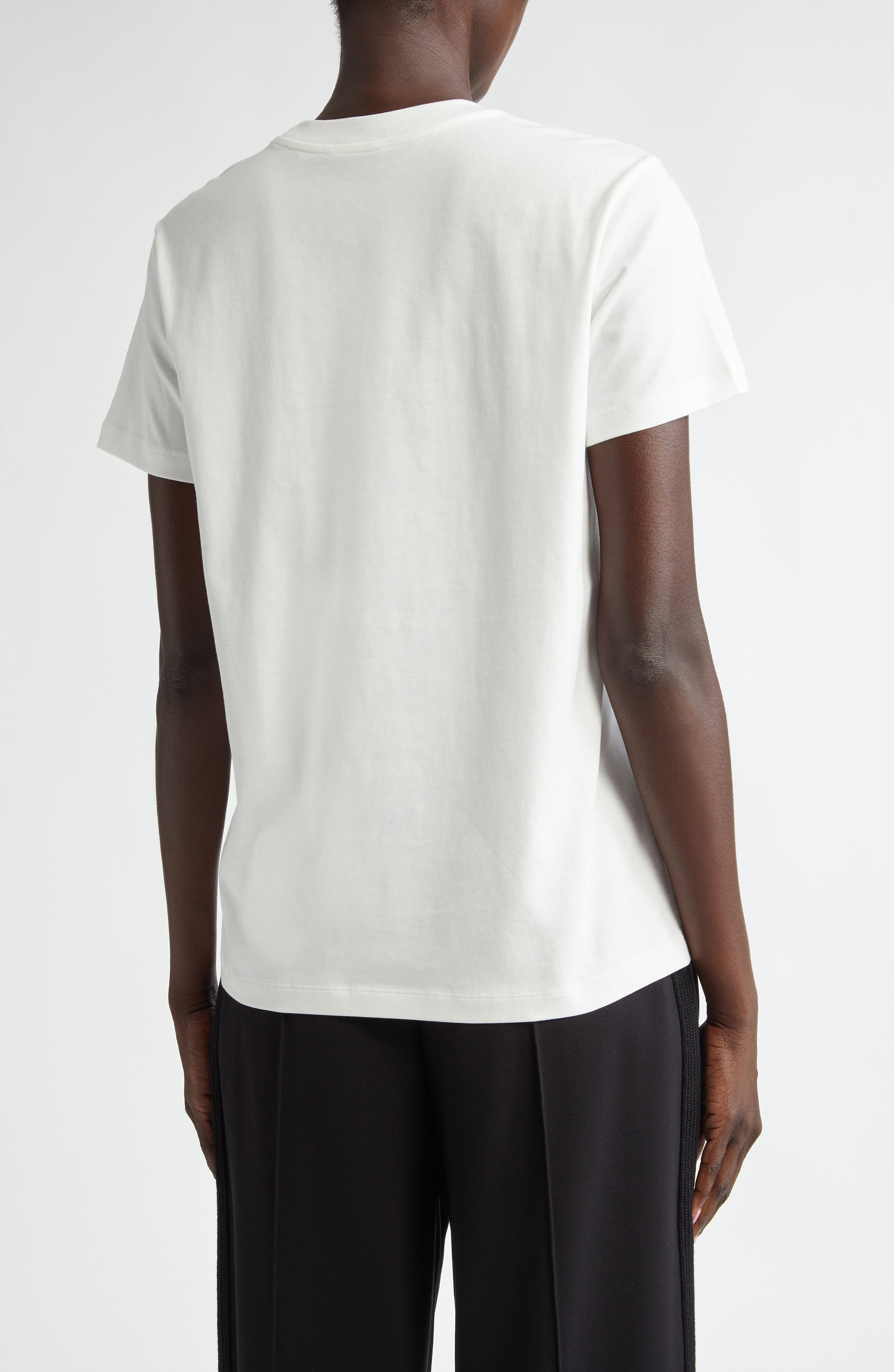 Moncler Logo Embroidered Cotton T-Shirt in Eggnog at Nordstrom - 2