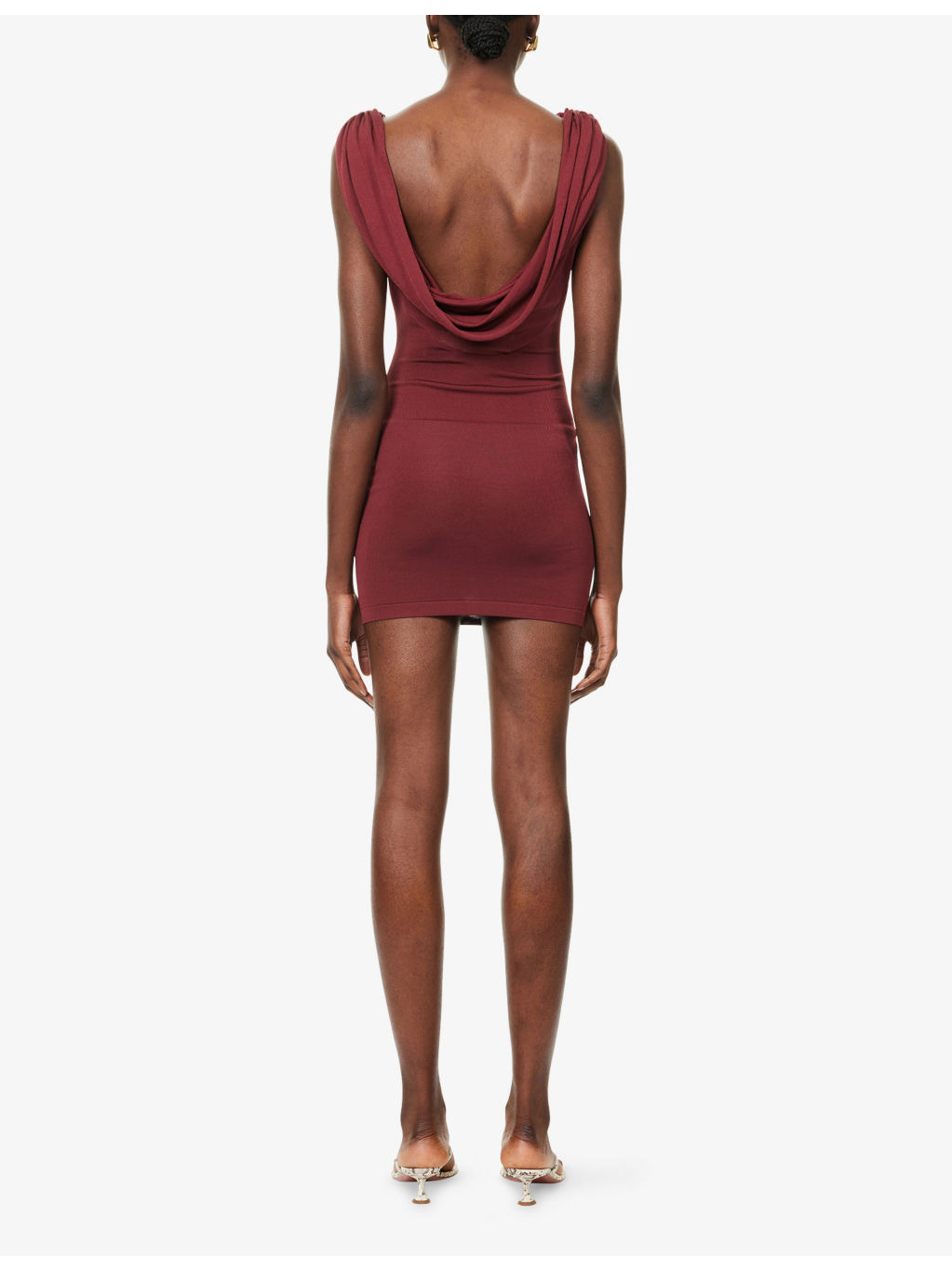 Cowl-Neck Sleeveless Knitted Mini Dress - 4