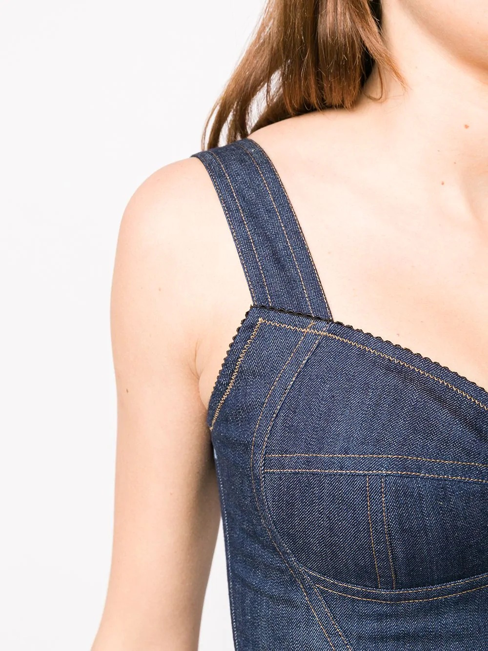 cropped denim corset top - 5