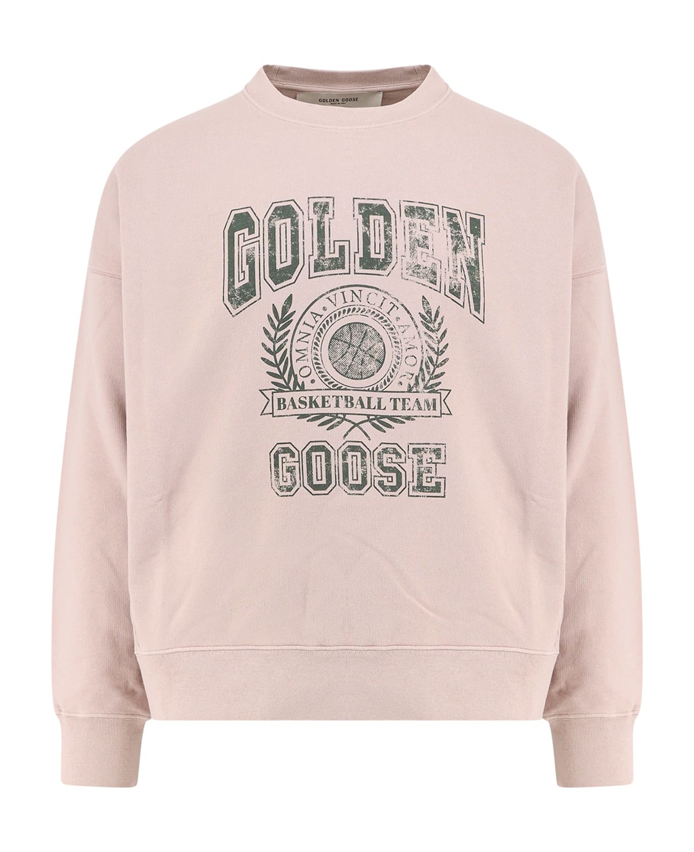 'college' Pink Cotton Sweatshirt - 1