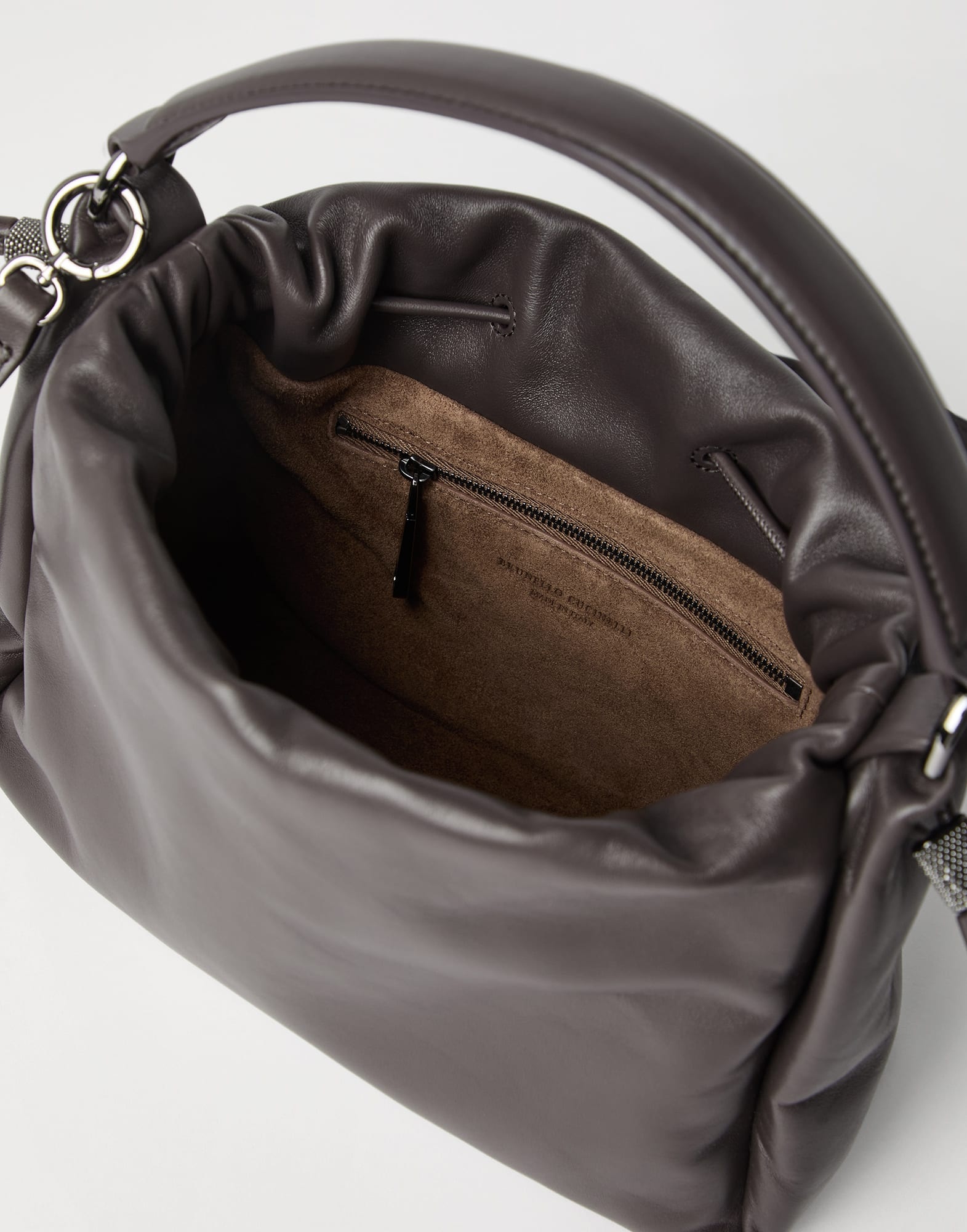 Soft leather pouch bag with monili - 5