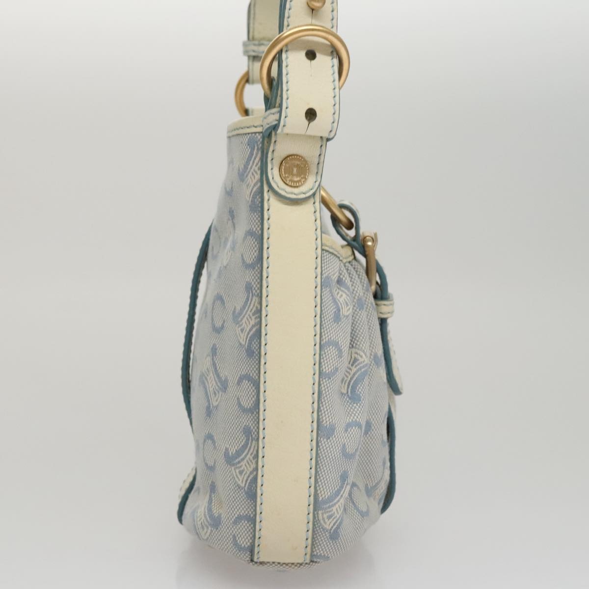 CELINE C Macadam Canvas Shoulder Bag Light Blue - 4