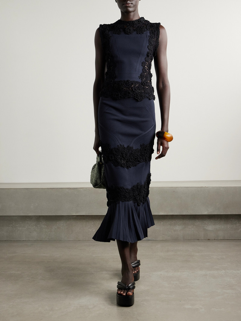 ULLA JOHNSON Madeline Crochet-paneled Ribbed-knit Maxi Skirt outlook