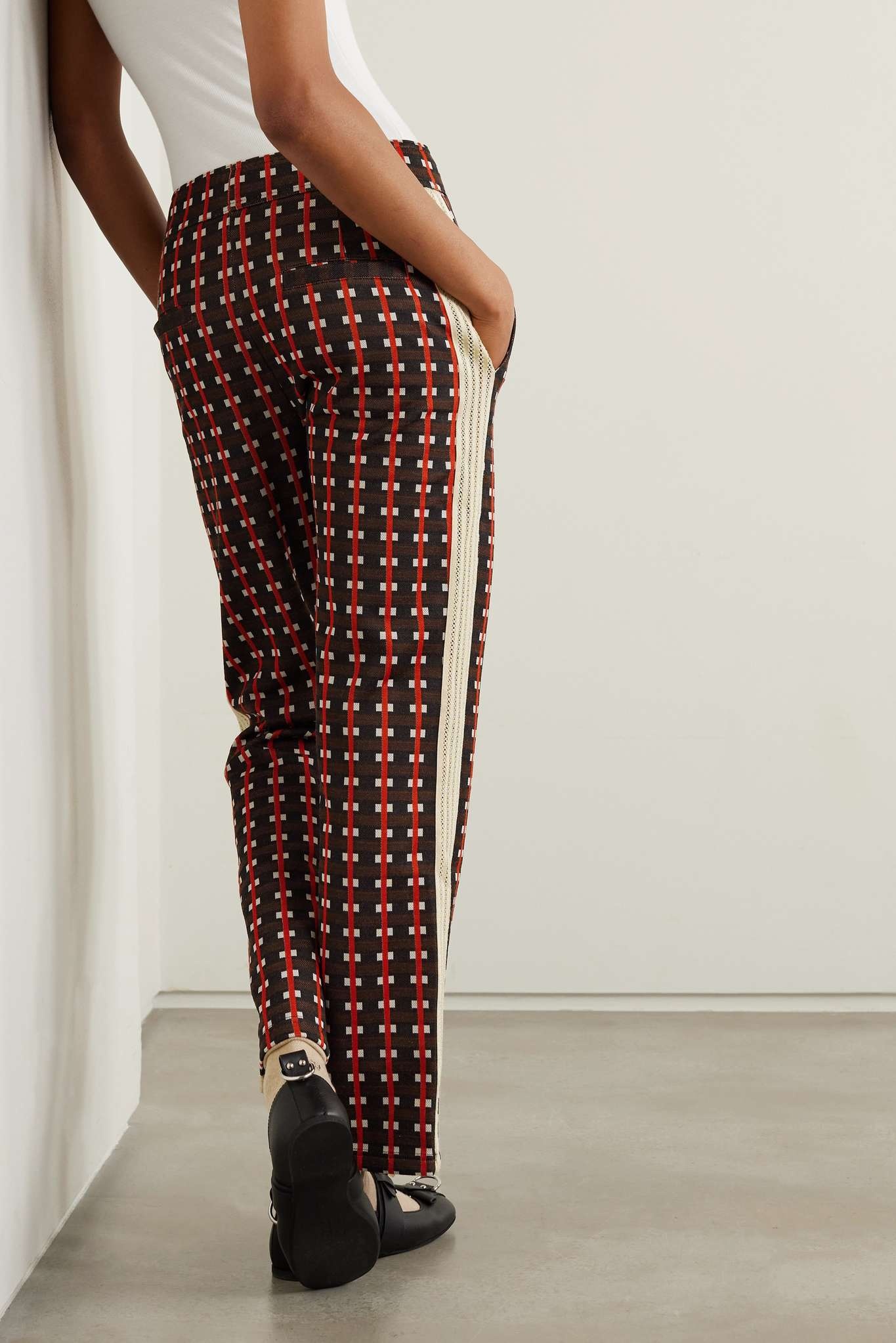 Power crochet-trimmed recycled jacquard-knit track pants - 3