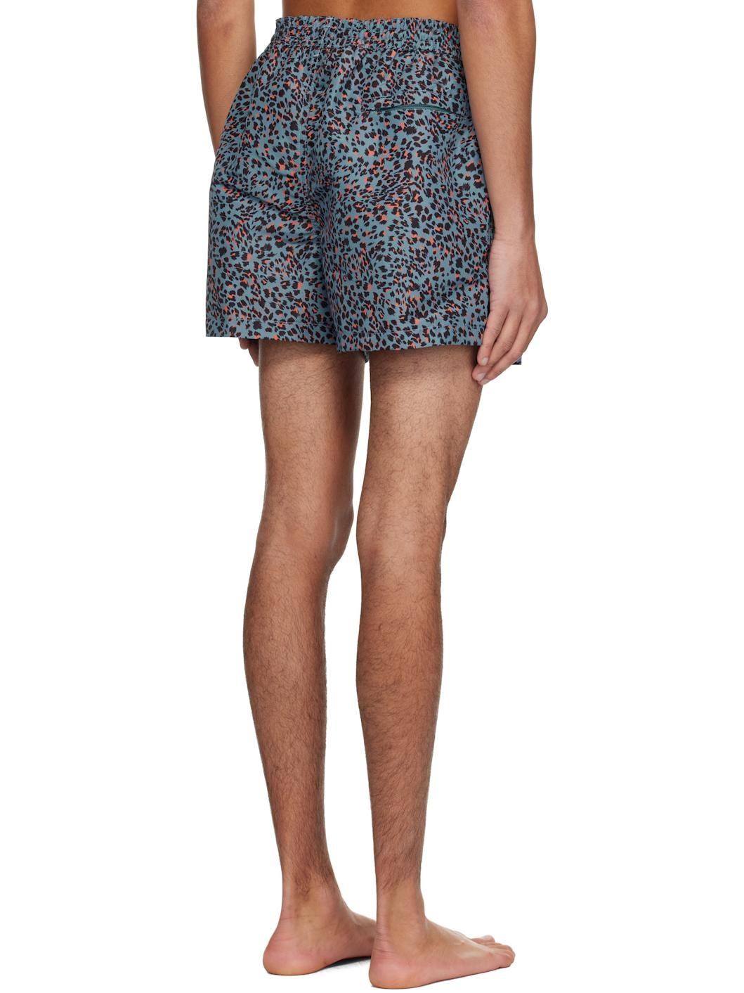 Blue Leopard Print Swim Shorts - 3
