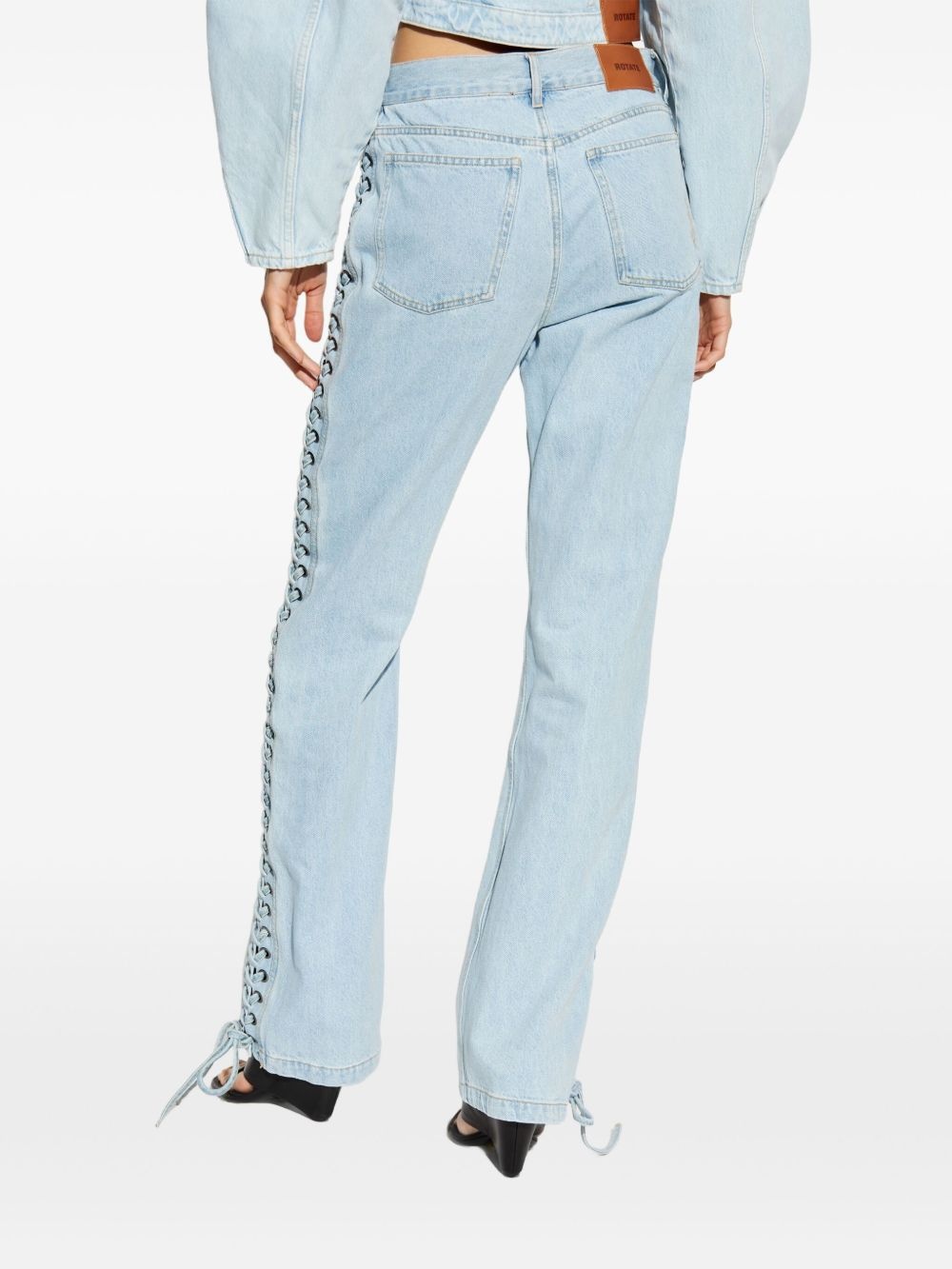 lace-up detail jeans - 4