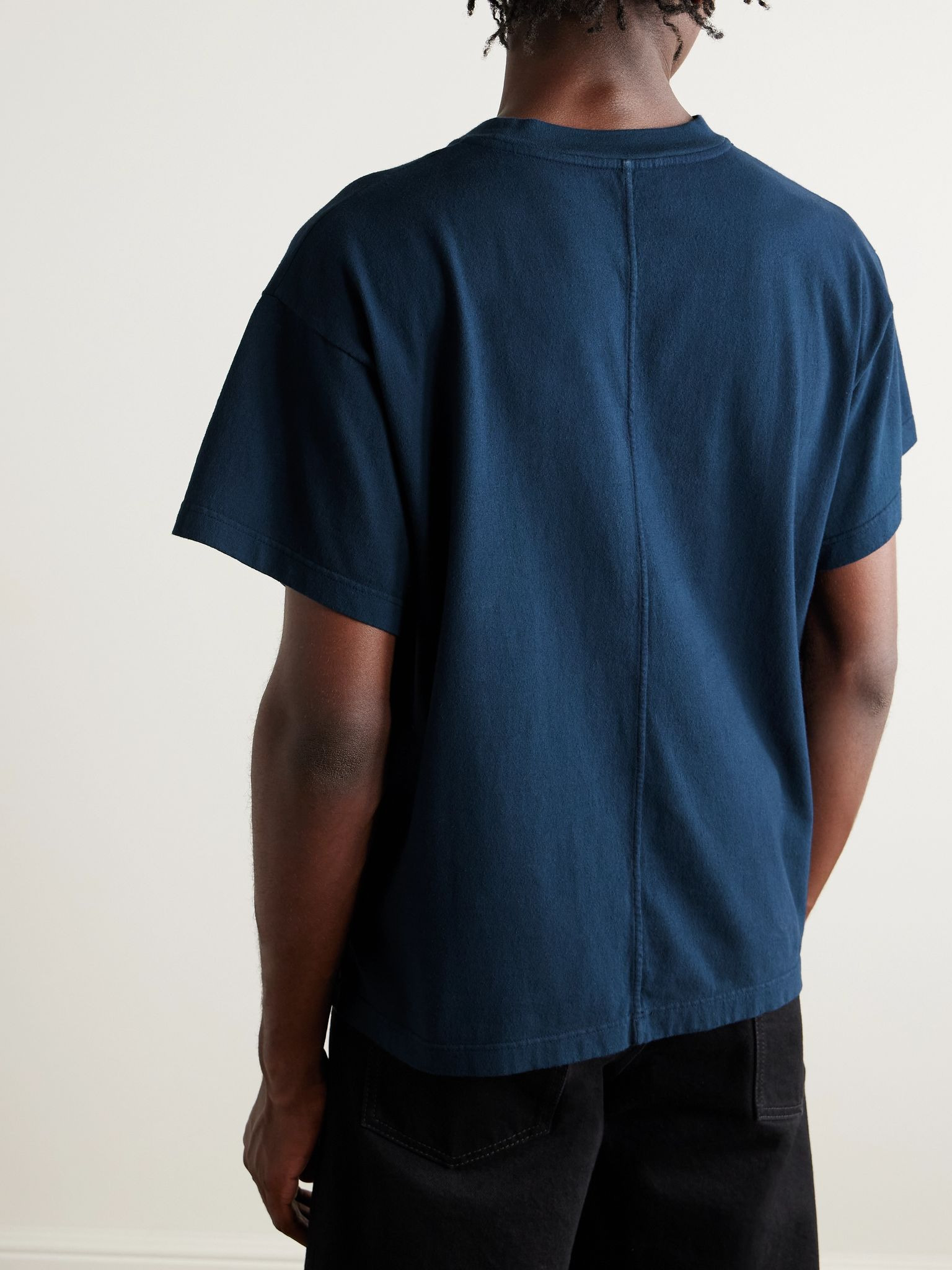 Sato Cotton-Jersey T-Shirt Blue - 4