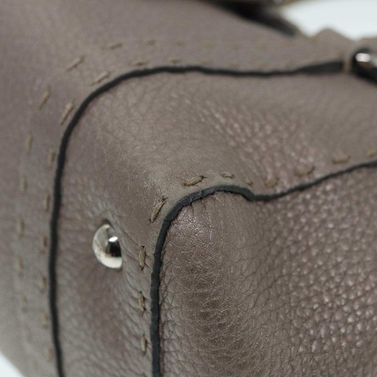 FENDI Celeria Hand Bag Leather Silver - 13