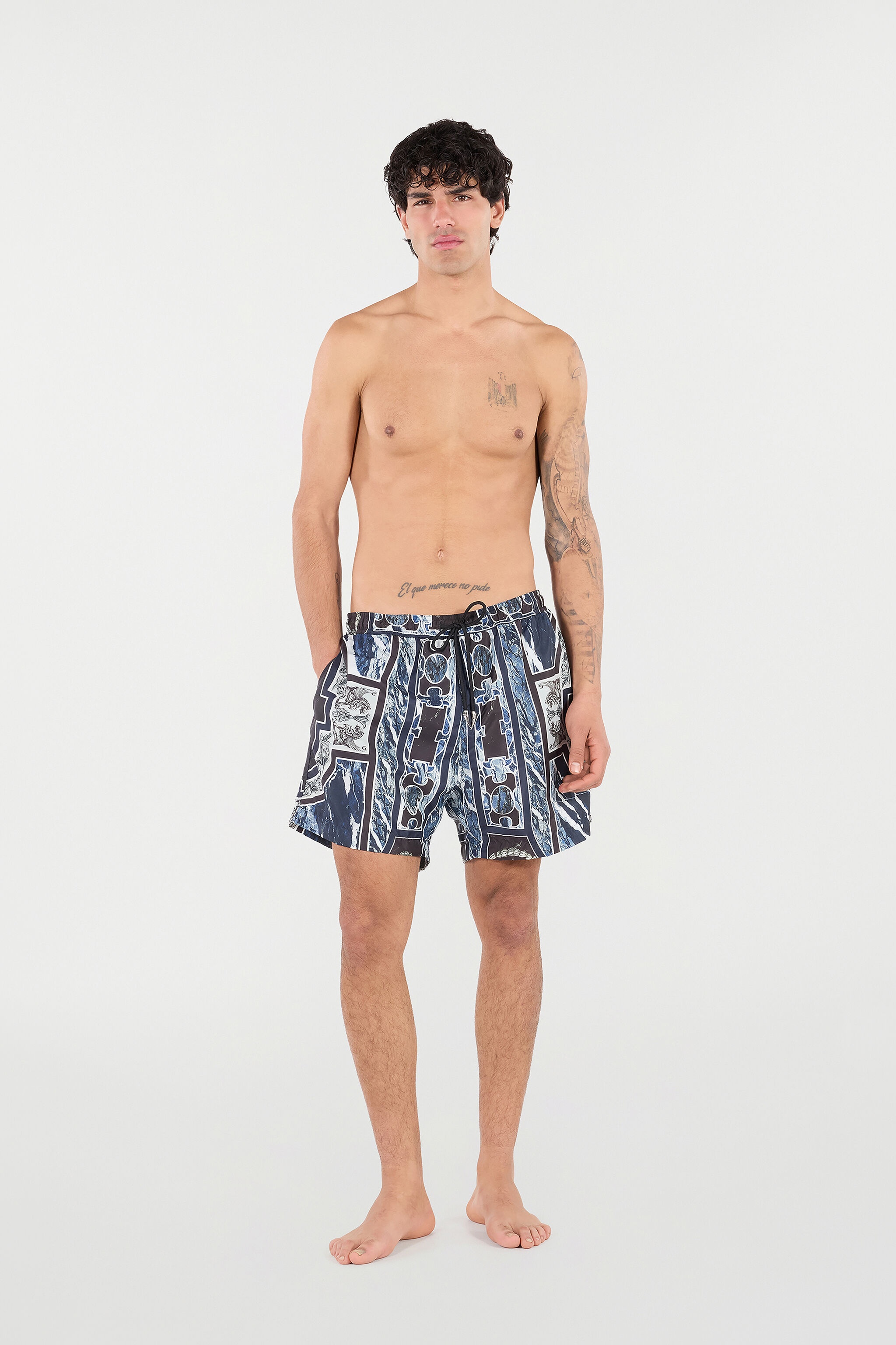 Swim Shorts With Fang And Marble Print - 2