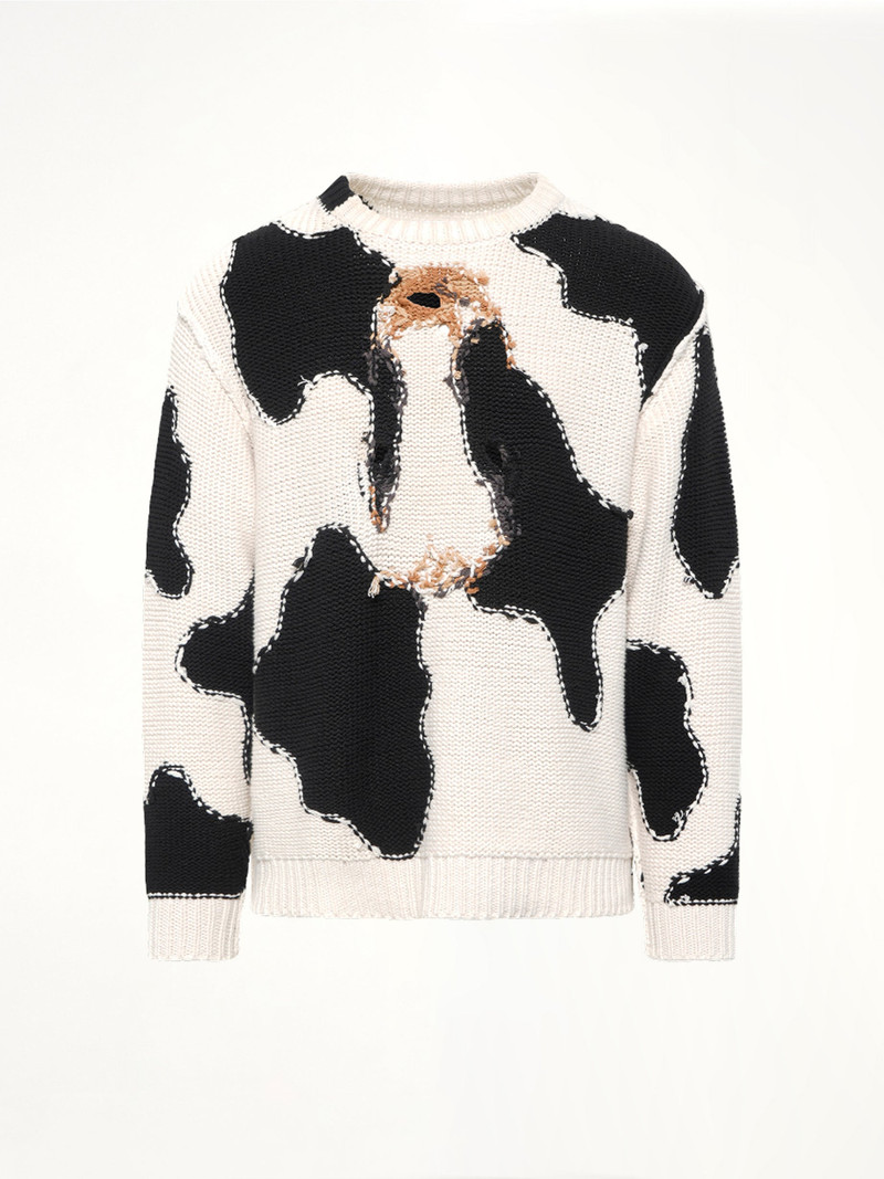 doublet Acting Cow Knit Pullover in Ivory outlook