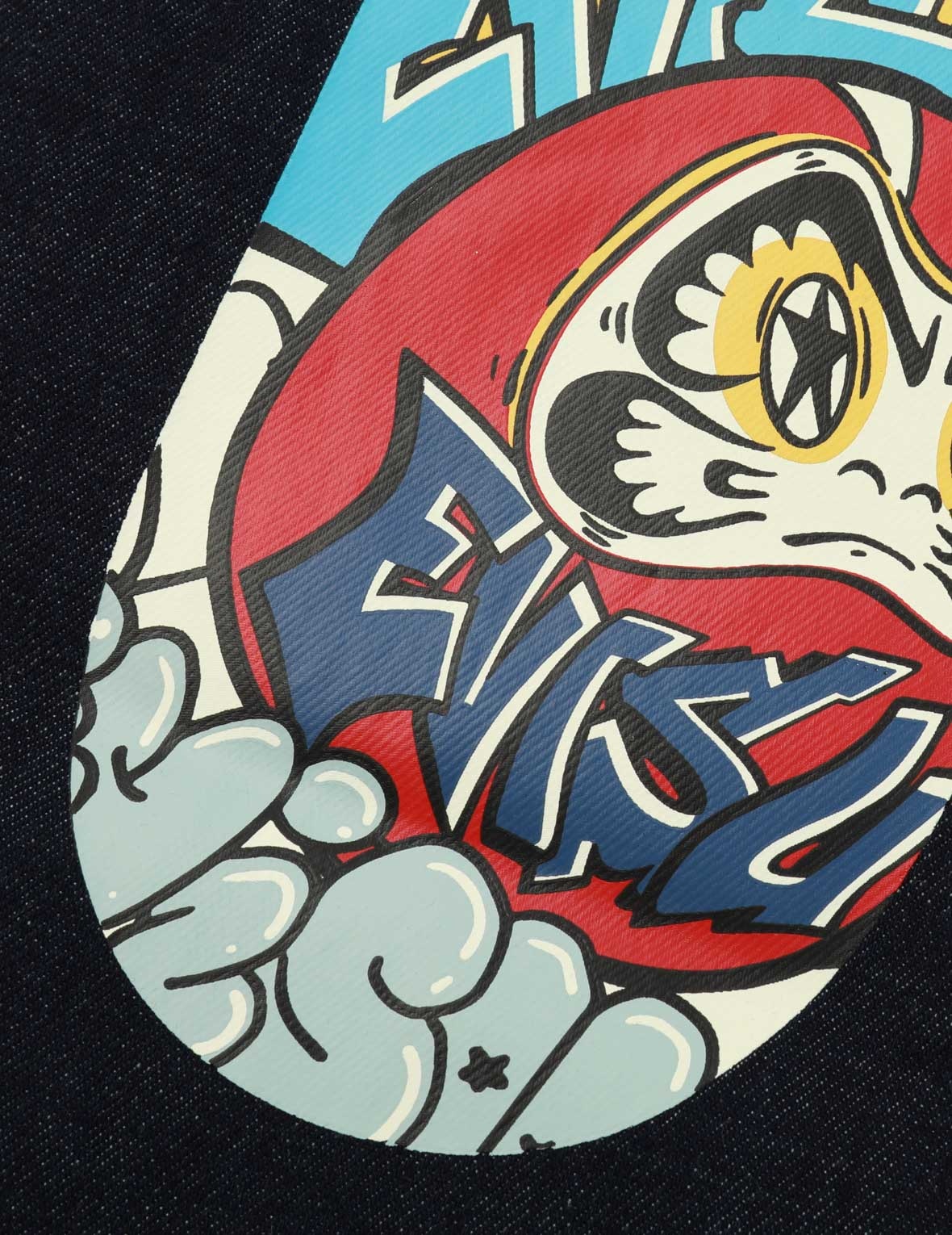 Graffiti Daruma-pattern Daicock Print Slim-Fit Jeans #2010 - 9