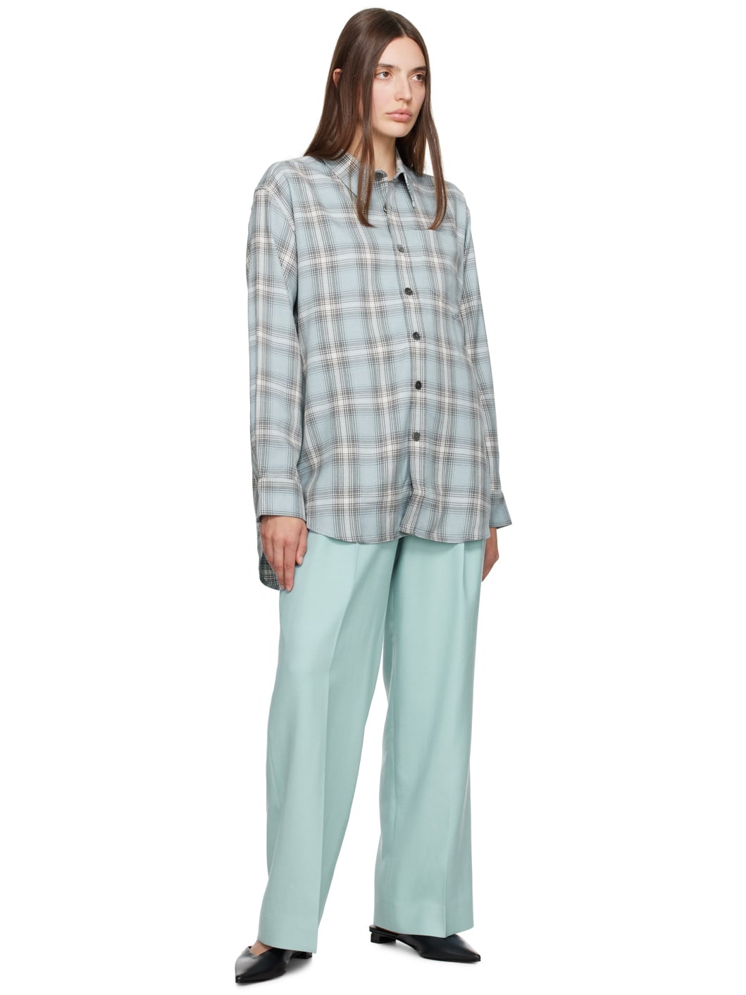 Blue Pleated Trousers - 4