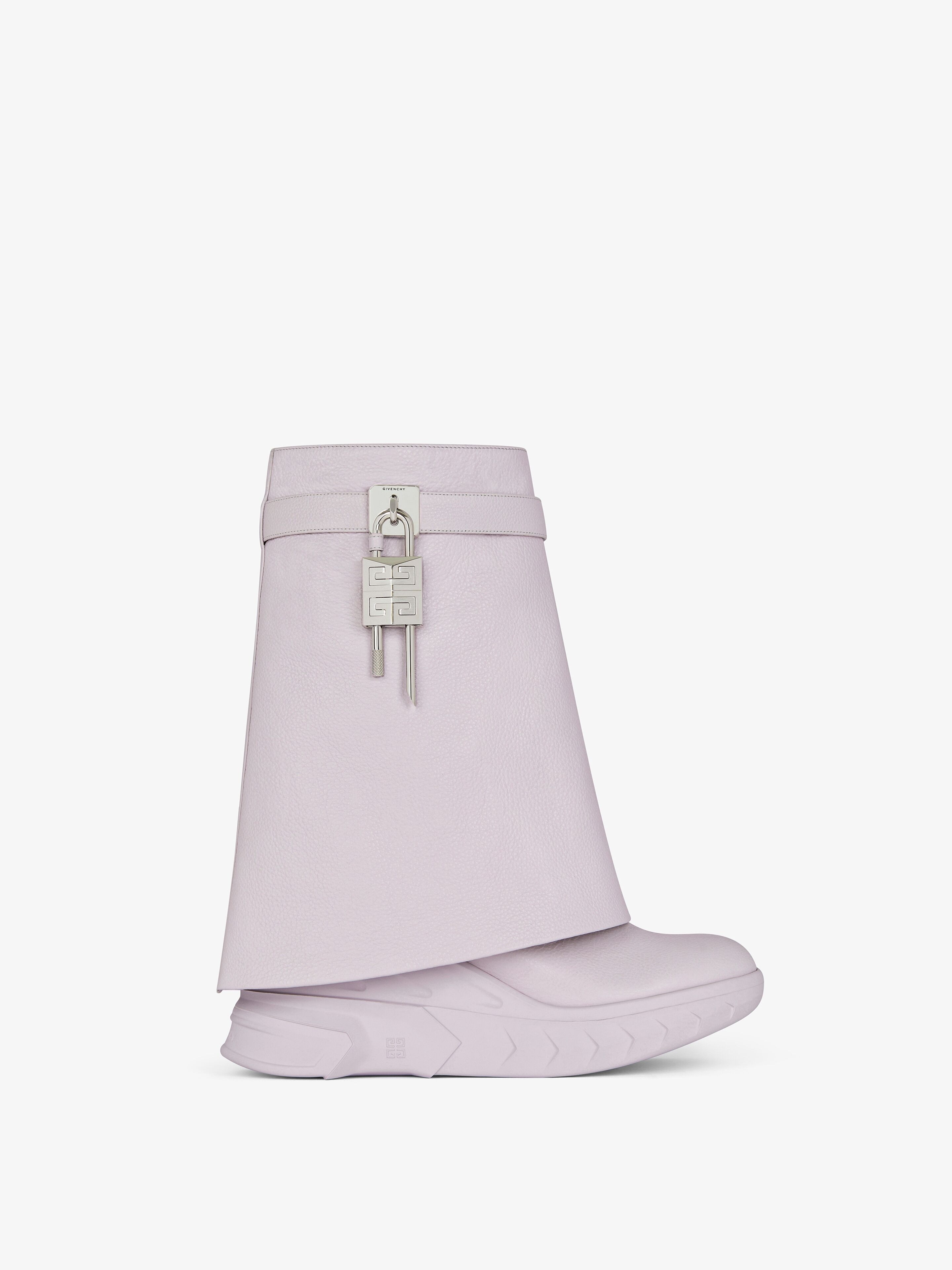 SHARK LOCK BIKER ANKLE BOOTS IN GRAINED LEATHER - 1