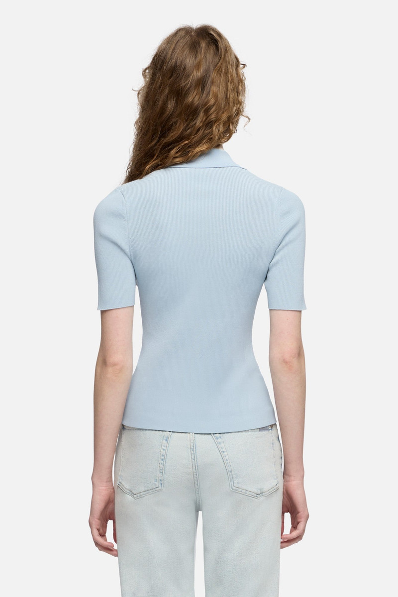 SHORT SLEEVE POLO SWEATER in Sky Blue 5