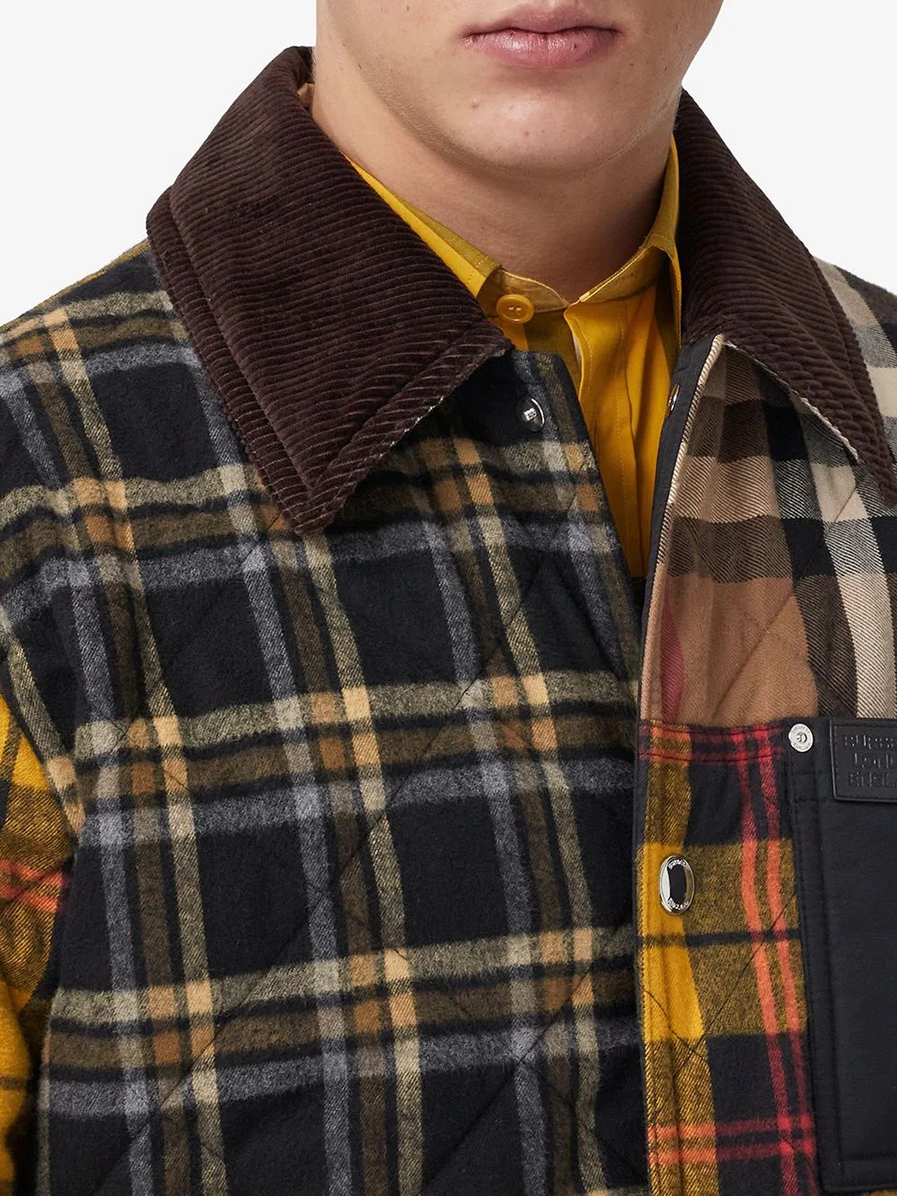 patchwork check-pattern jacket - 5