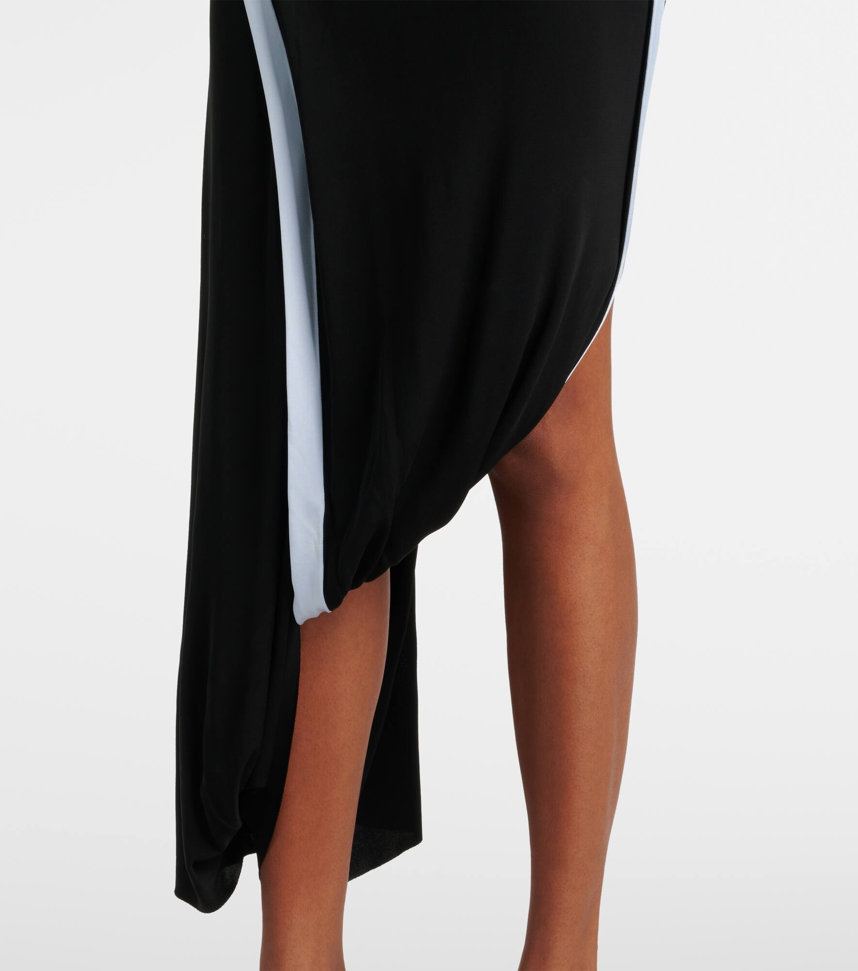 Asymmetric draped jersey midi dress - 6