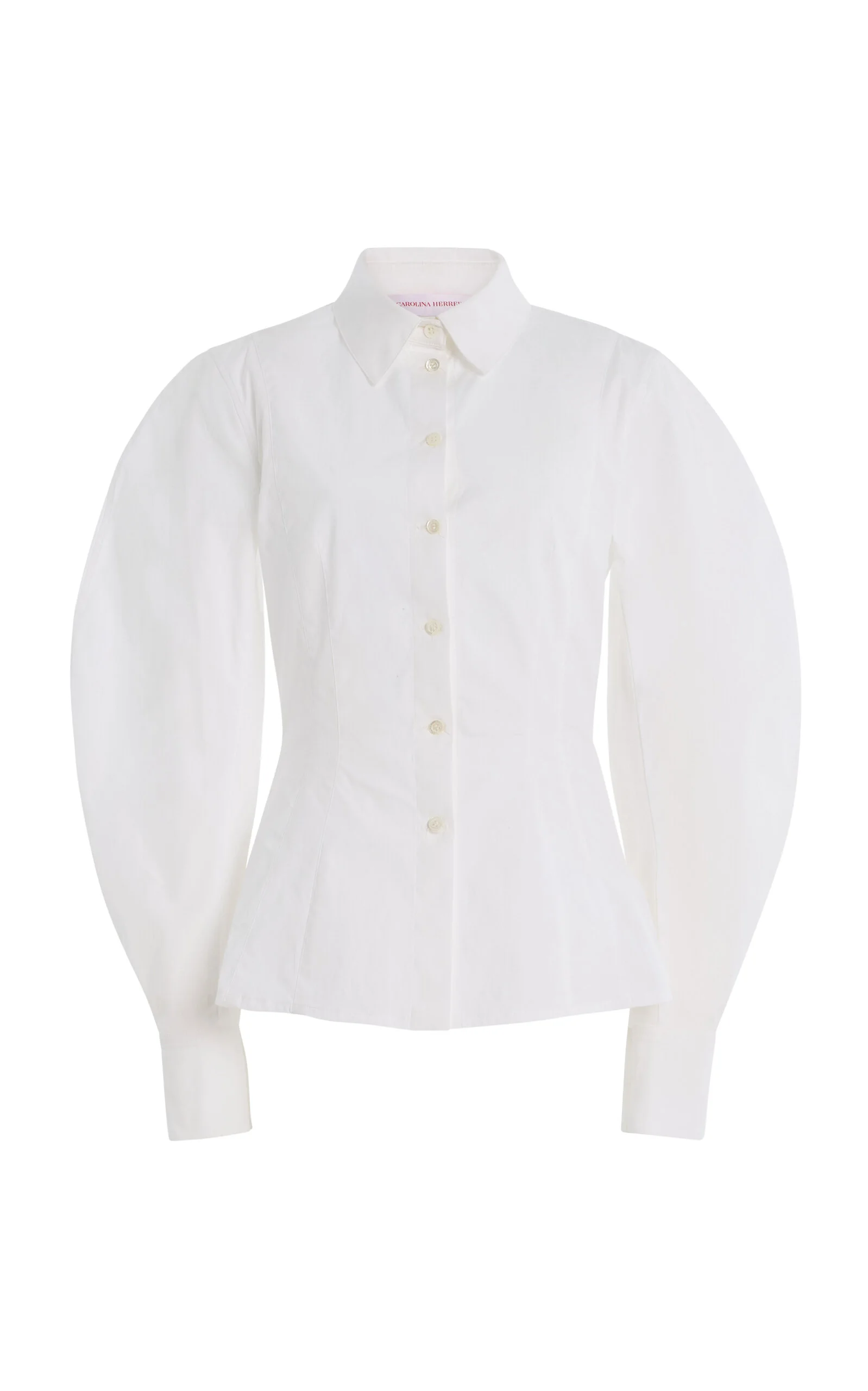 Arc-Sleeve Stretch-Cotton Shirt white - 1