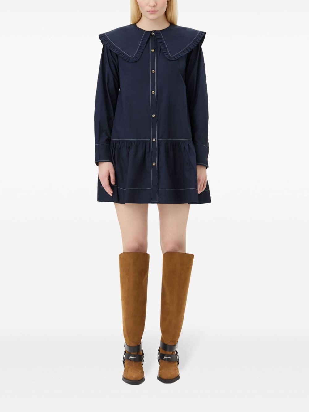 cotton poplin mini dress - 2