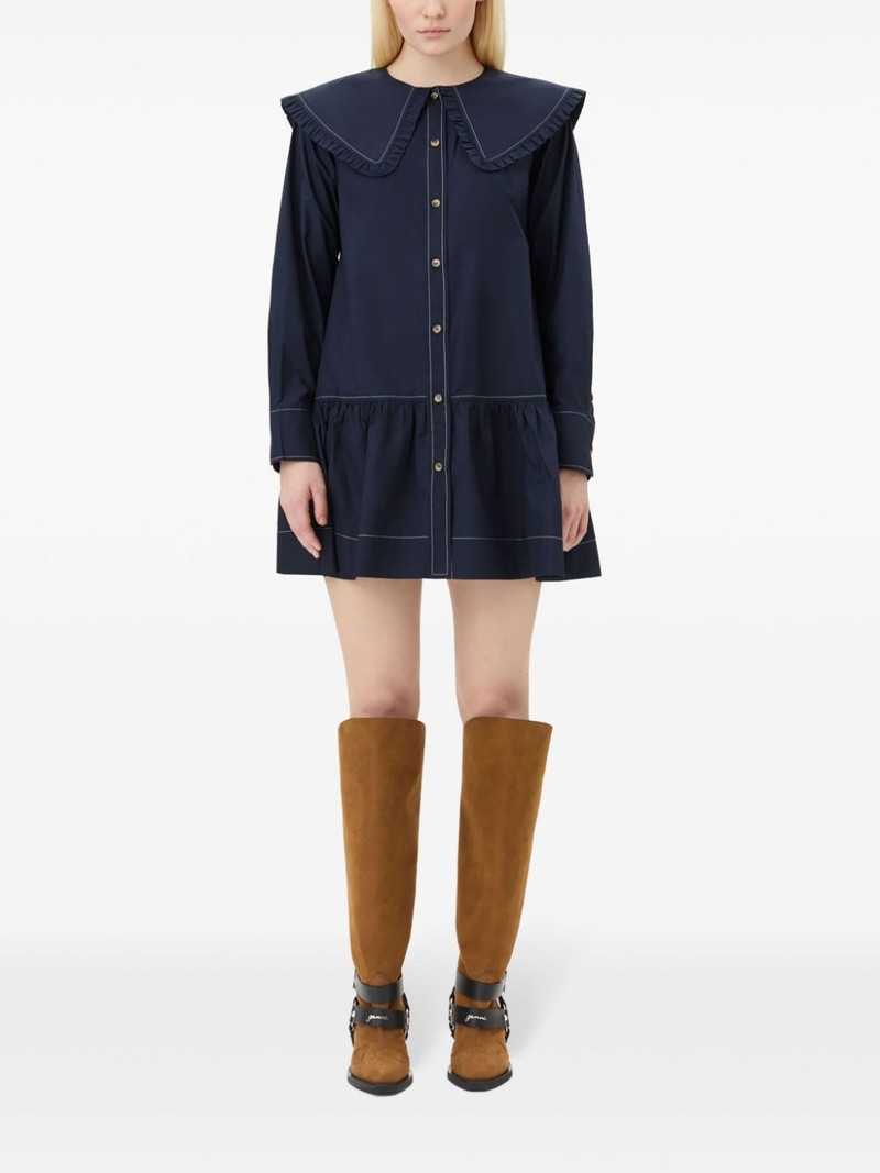 GANNI cotton poplin mini dress outlook