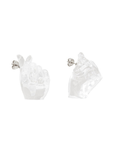 Y/Project Transparent Midi Finger Heart Earrings outlook