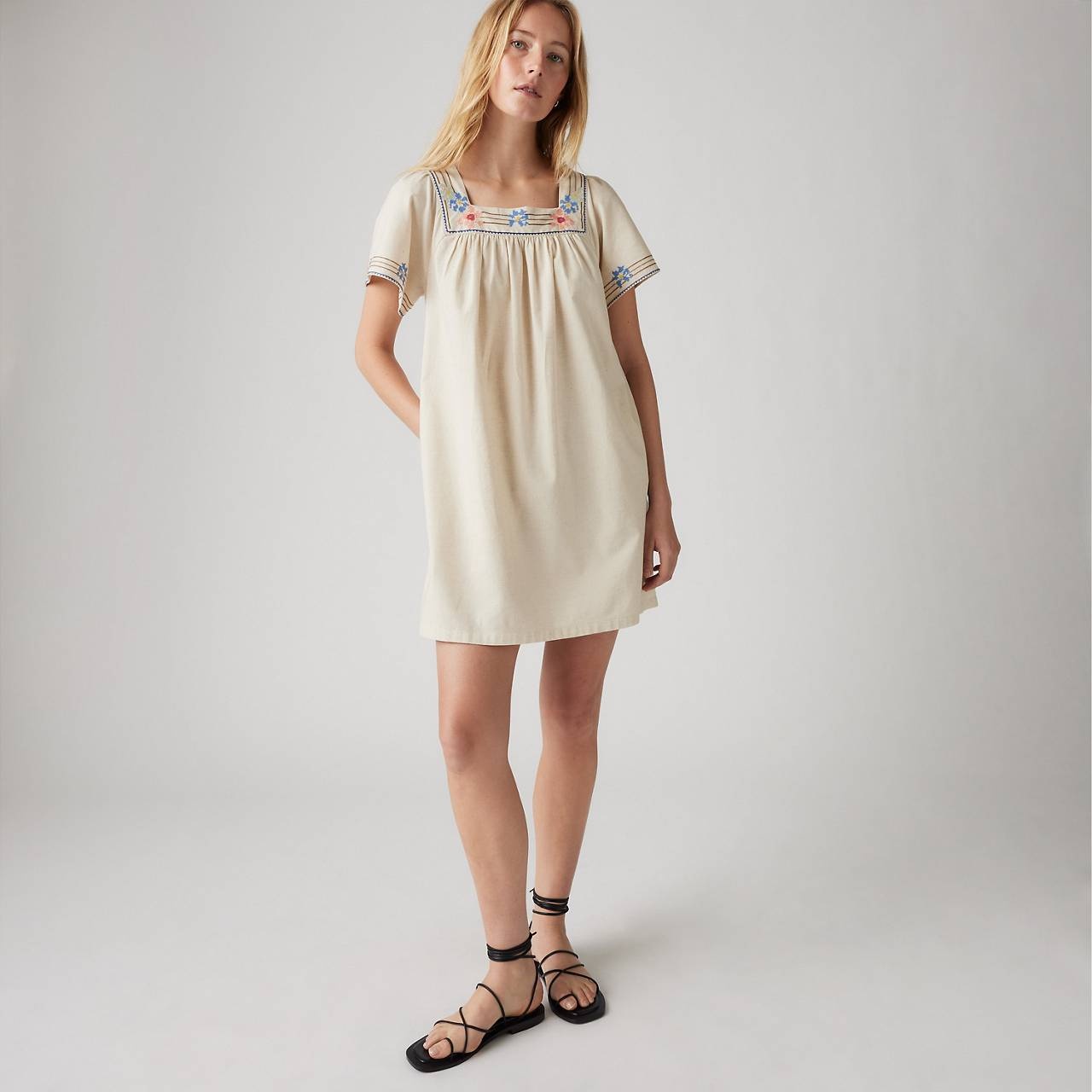 AMBRE COTTON LINEN BABYDOLL DRESS - 3