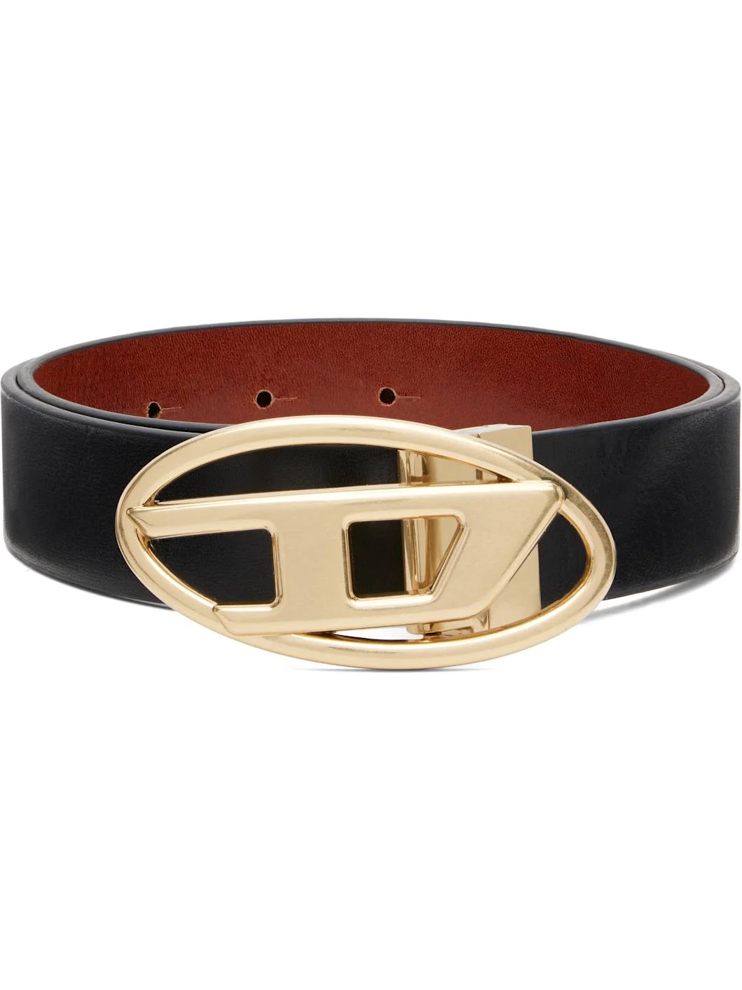 Black 3.9cm Leather Reversible Belt - 1