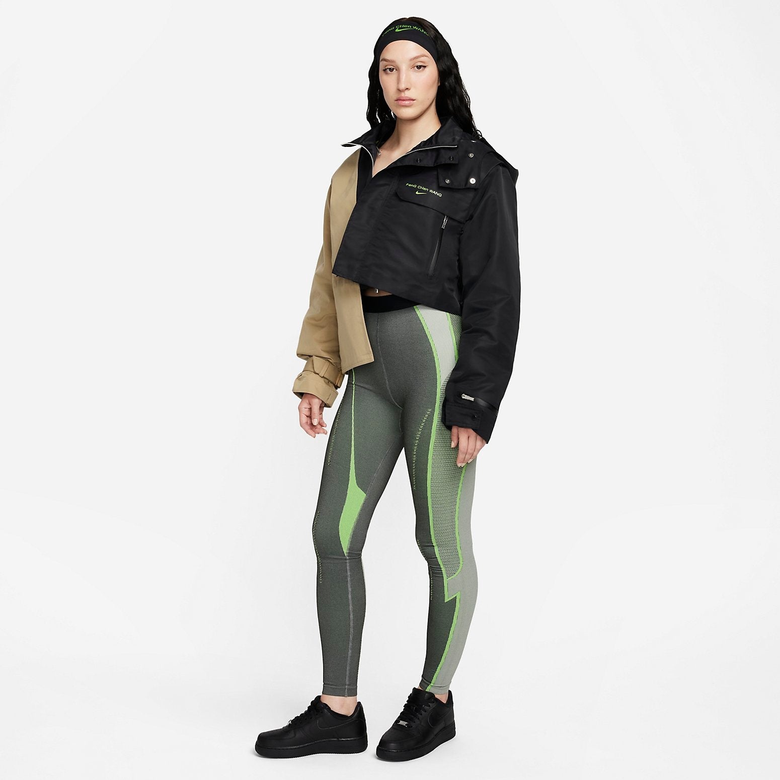 (WMNS) Nike Pro Leggings 'Off-Noir Light Smoke Grey Iron Grey Action Green' DV4015-045 - 3
