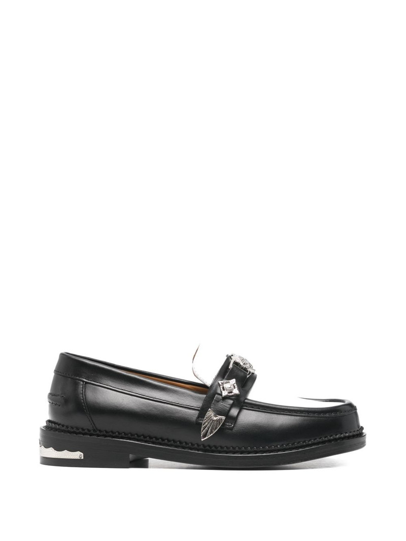 hardware-embellished colour-block loafers 1
