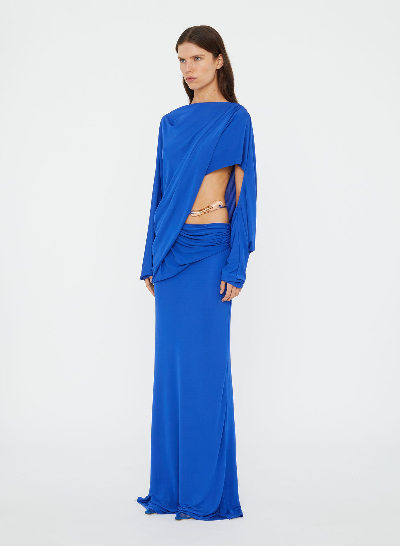 Encased Nature Resin Draped Jersey Dress - 4