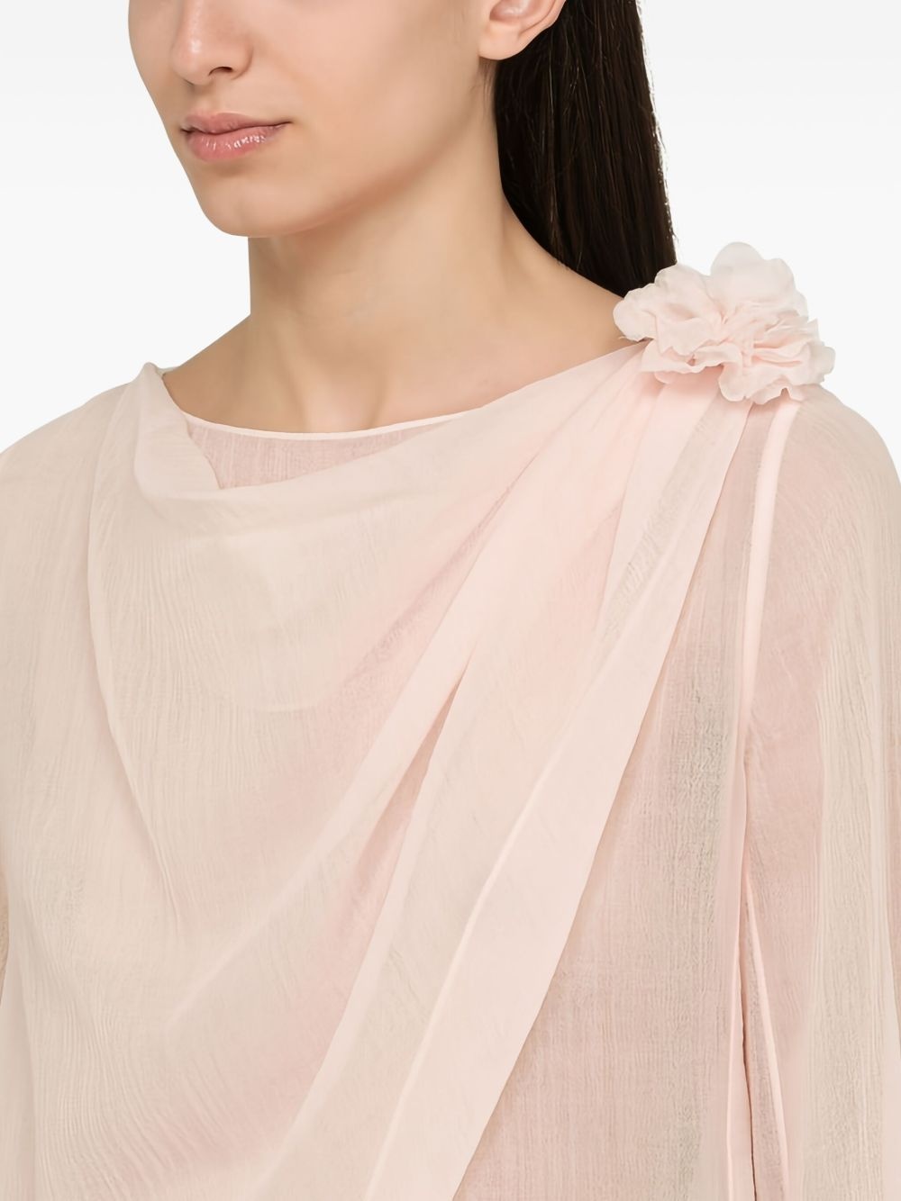 draped flower-embellished top - 4